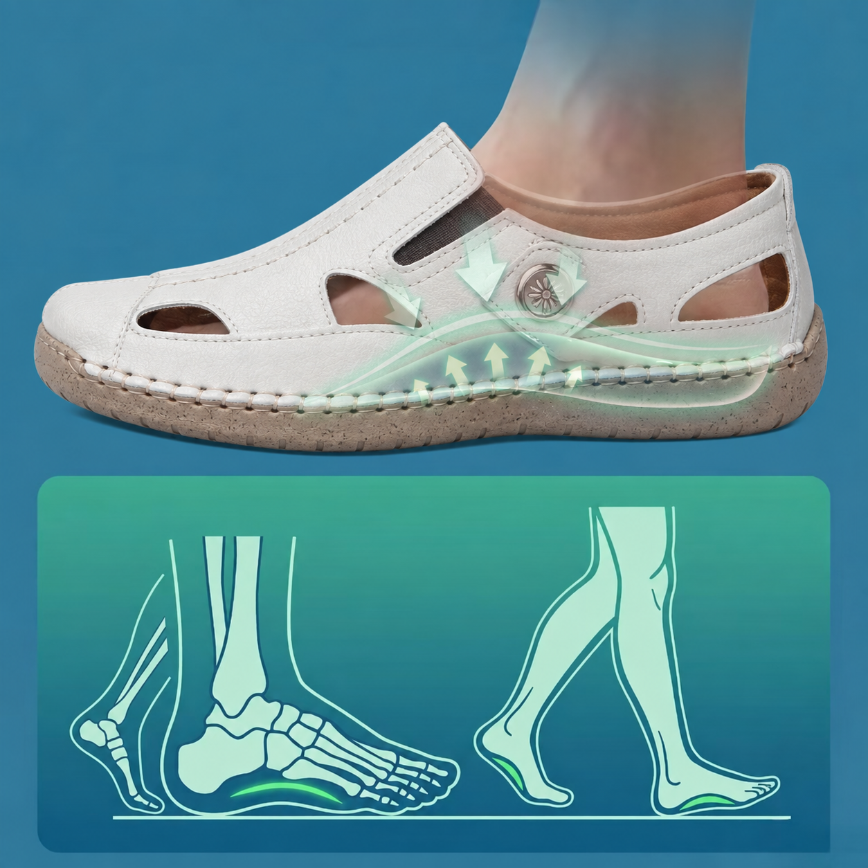 Closed-Toe Cutout Comfort Sandals — Flexible everyday design