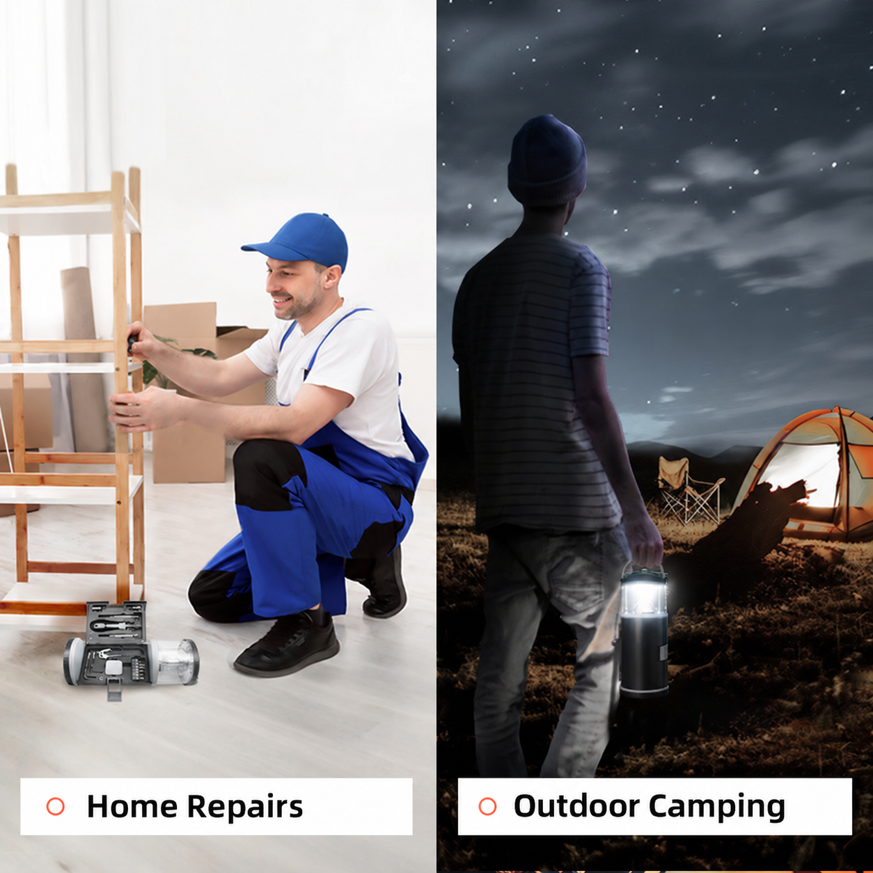 Lantern tool kit for home repairs and outdoor camping