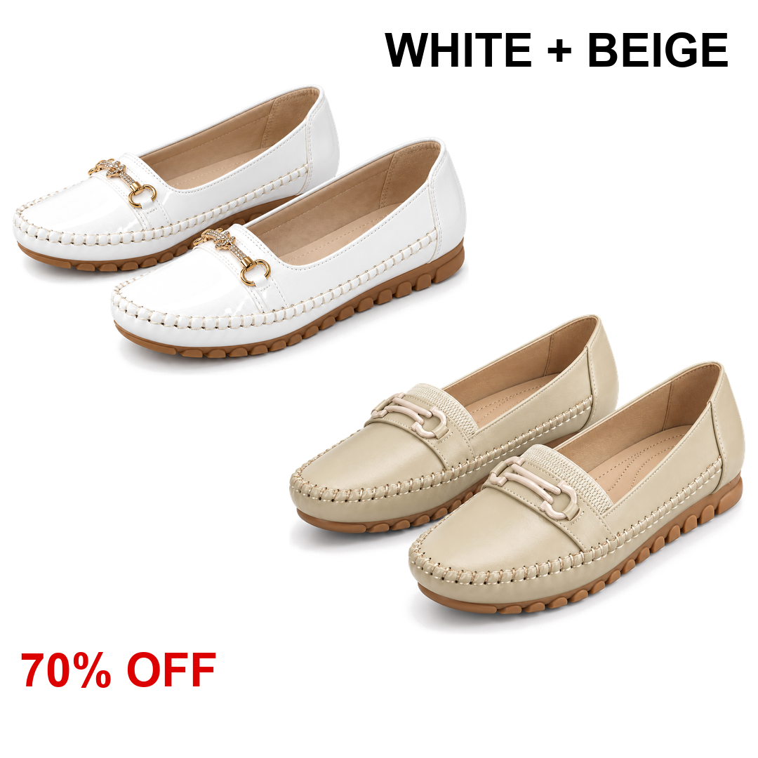 White and Beige two-pair loafer bundle