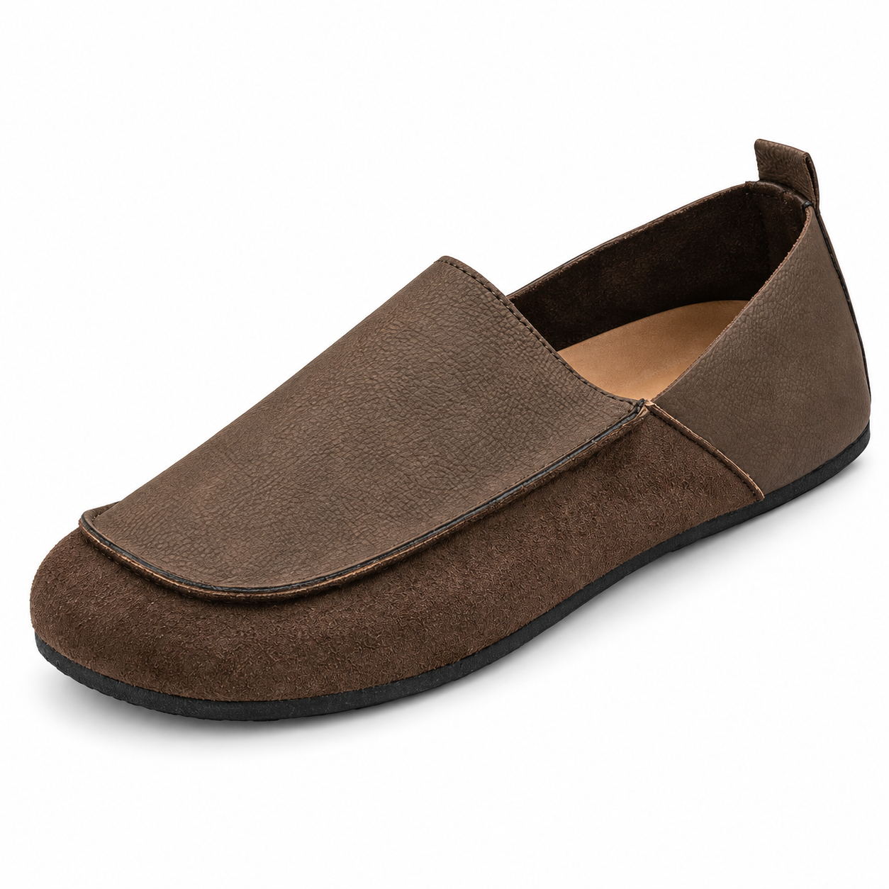 Brown textured slip-on casual shoe, single-shoe product view