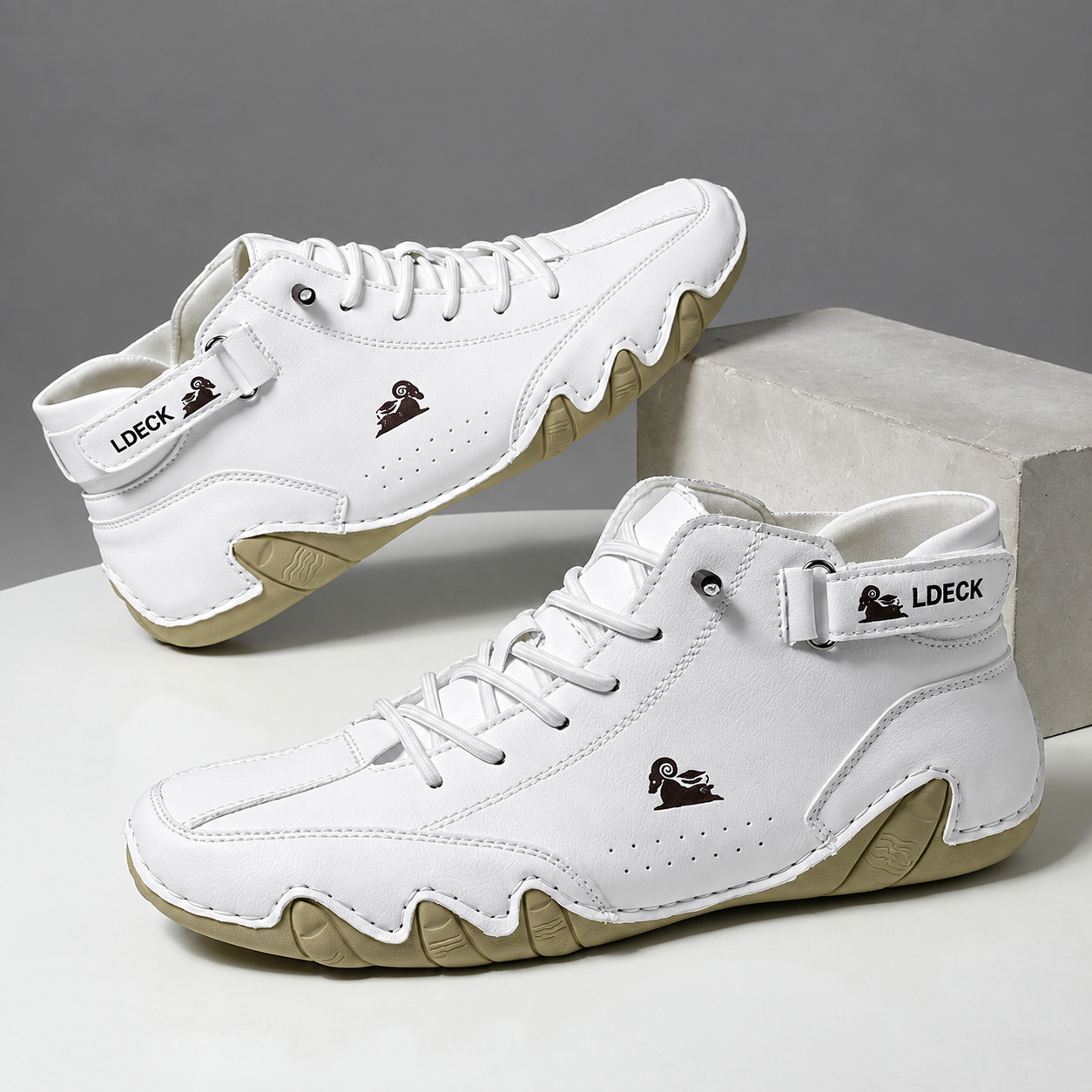 Men's Vintage High-Top Lace-Up Sneakers - Gallery 4