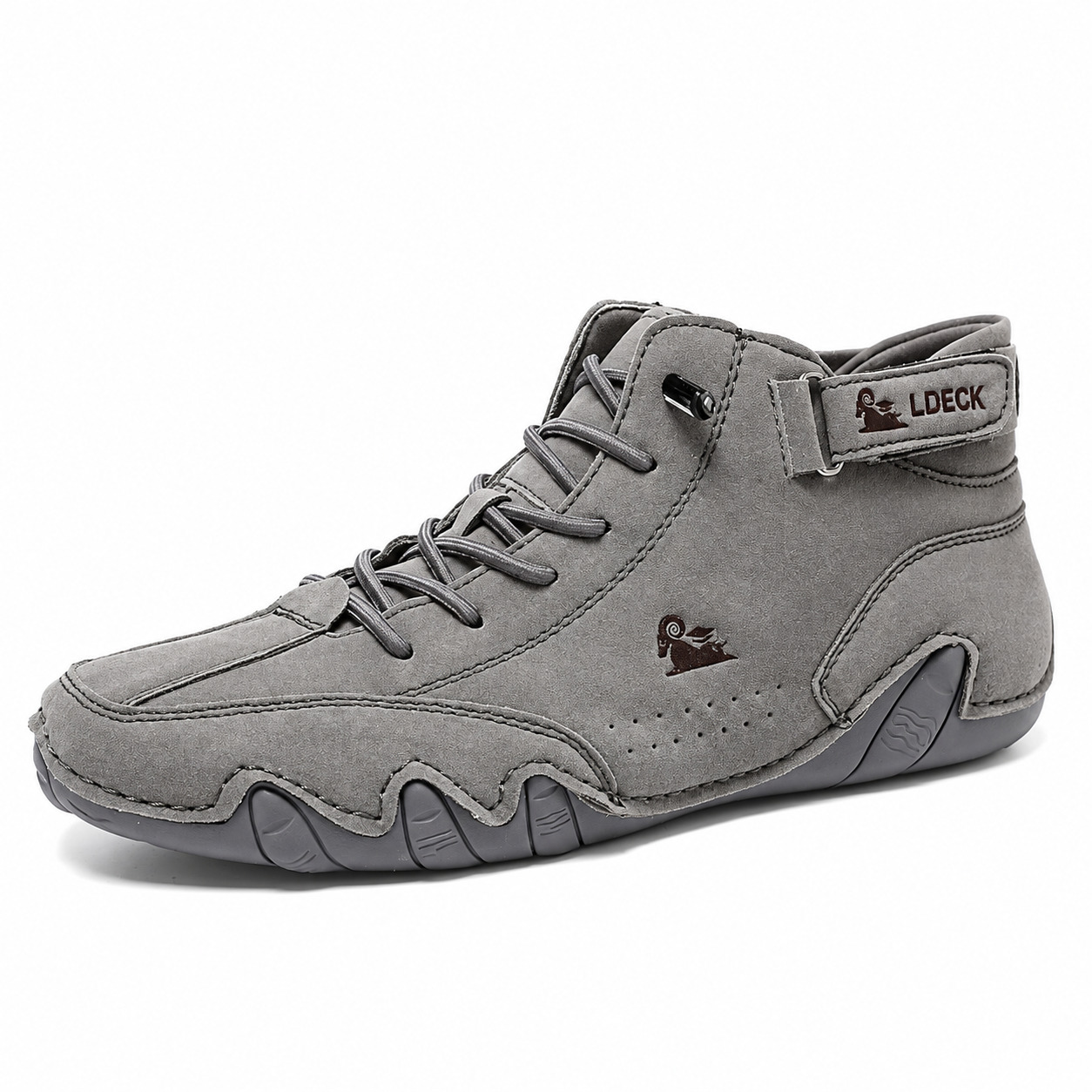 Men's Vintage High-Top Lace-Up Sneakers - Grey