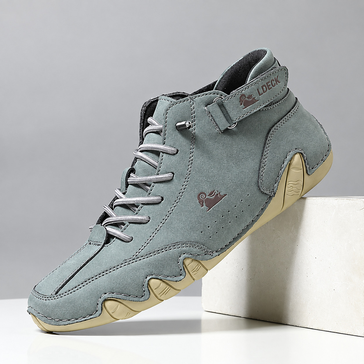 Men's Vintage High-Top Lace-Up Sneakers - Blue