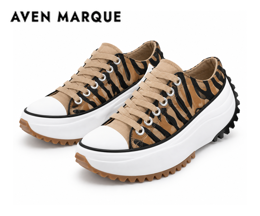 Women's leopard-print lace-up platform sneakers