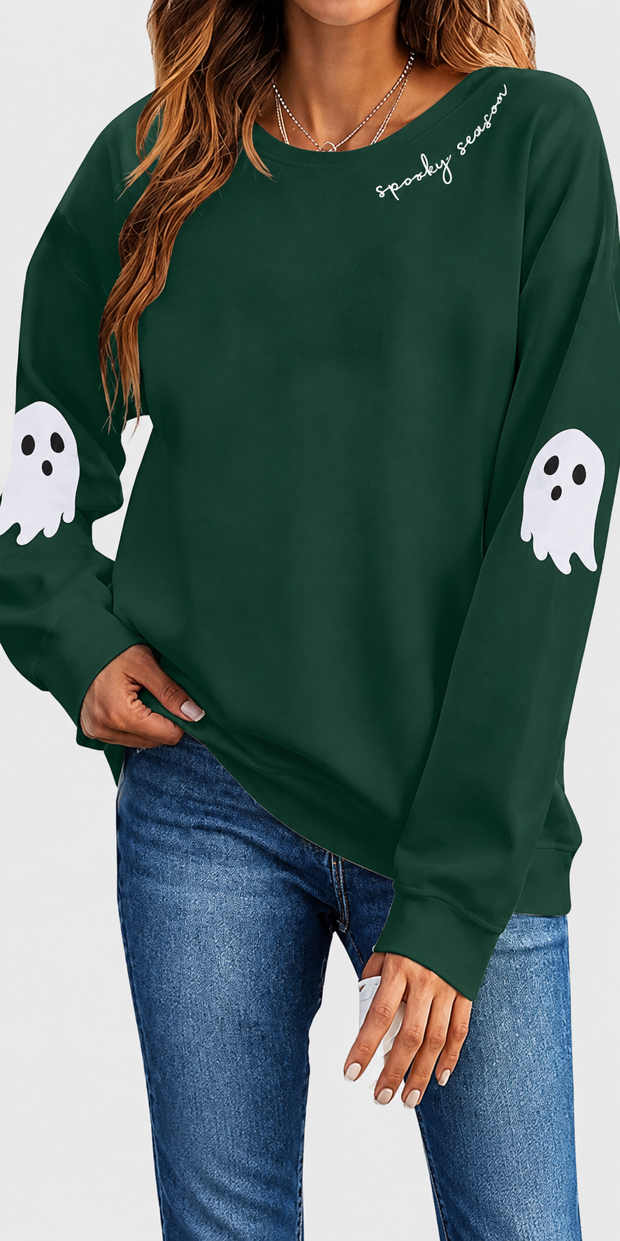 👻Women's Halloween Ghost Sweatshirt🎃 – Spooky Season Graphic Crewneck Pullover