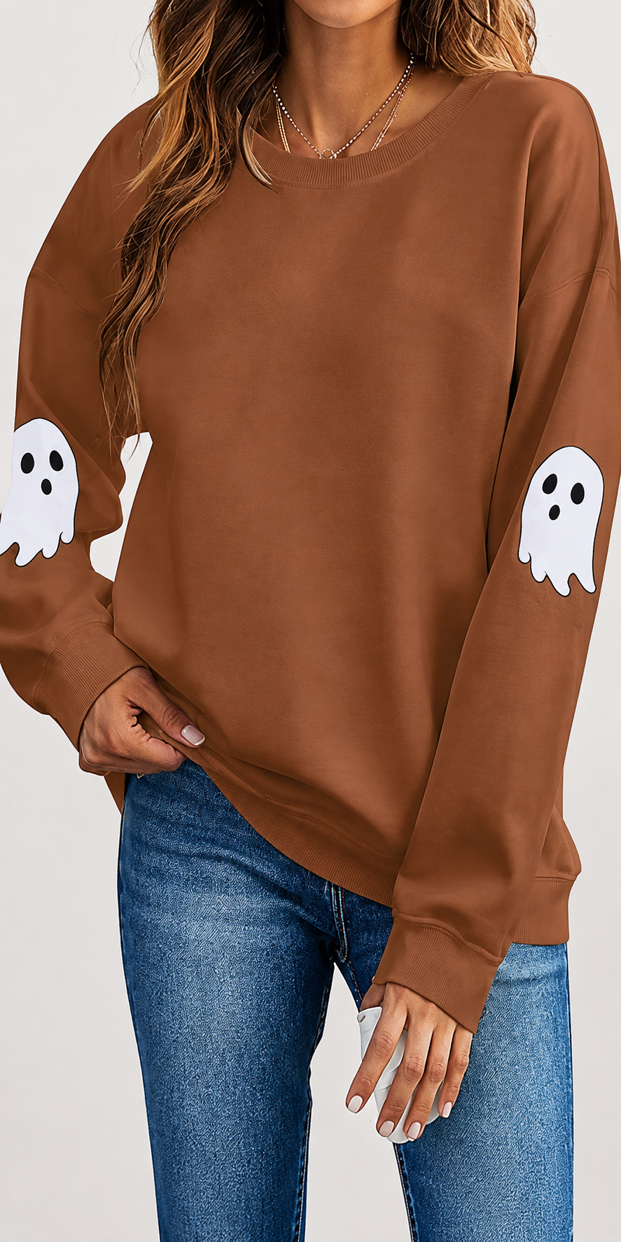 👻Women's Halloween Ghost Sweatshirt🎃 – Spooky Season Graphic Crewneck Pullover