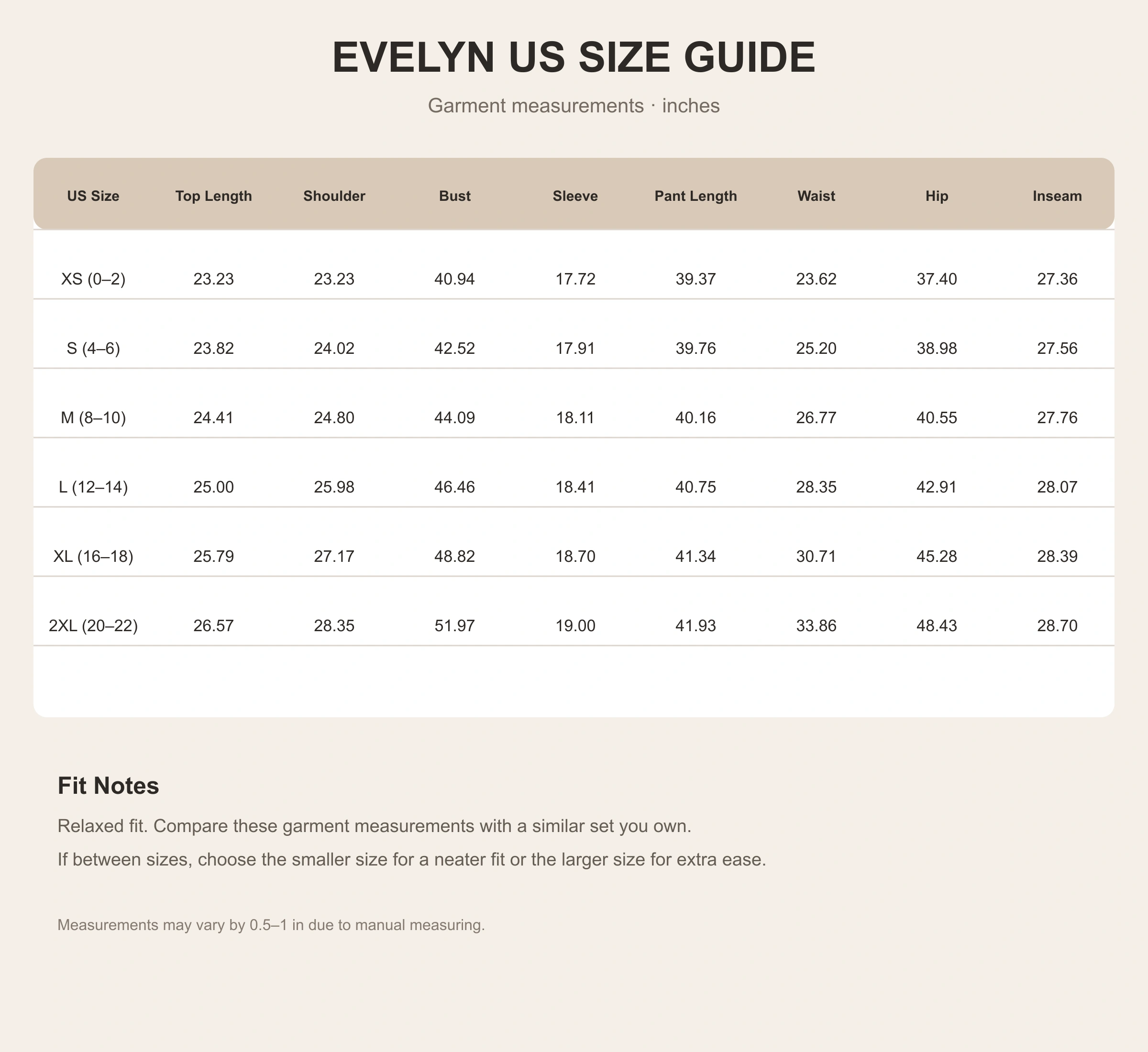 size guide