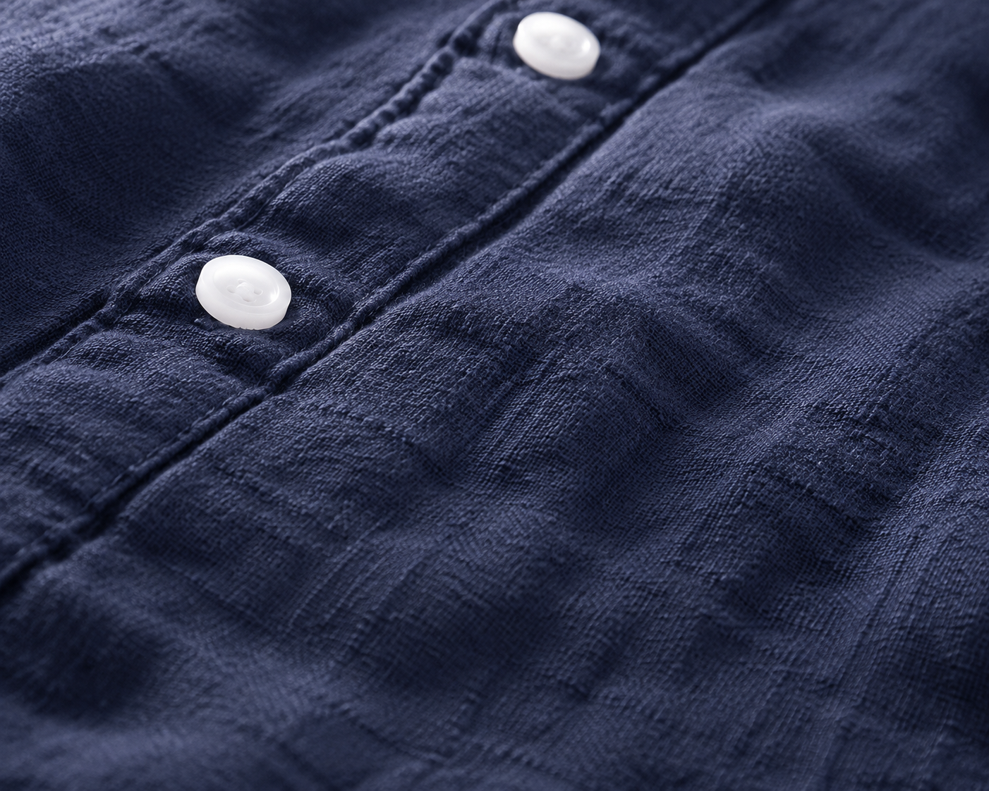 Close-up of Hayes slub texture and button placket