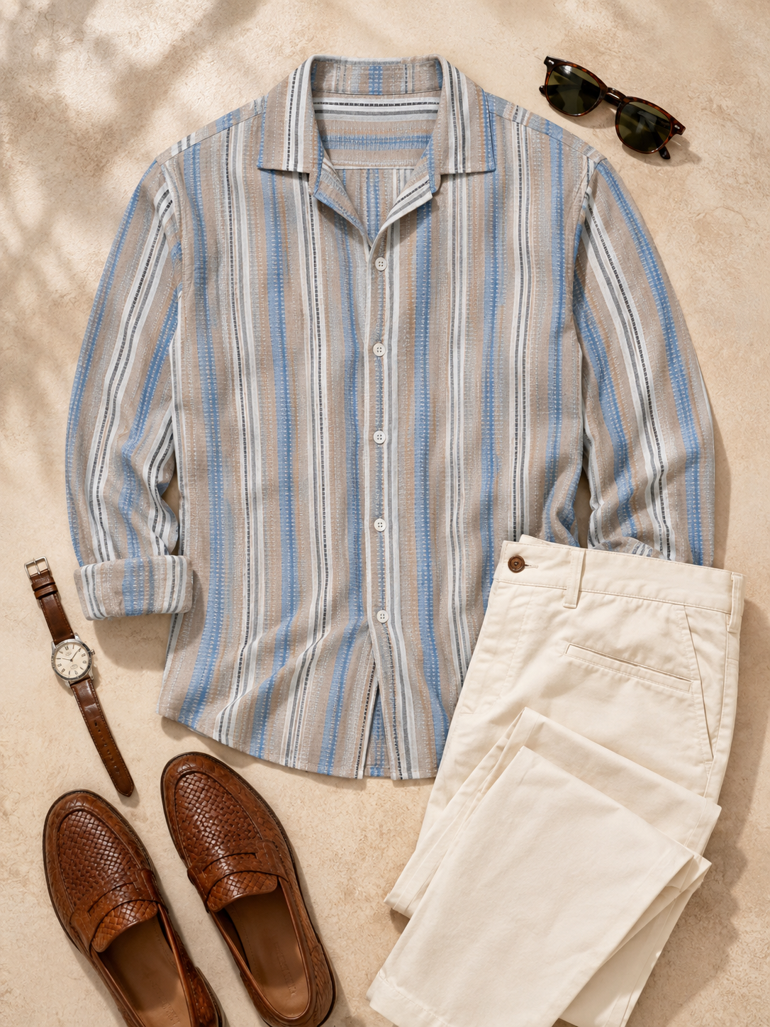 Mason vertical-stripe shirt outfit styling