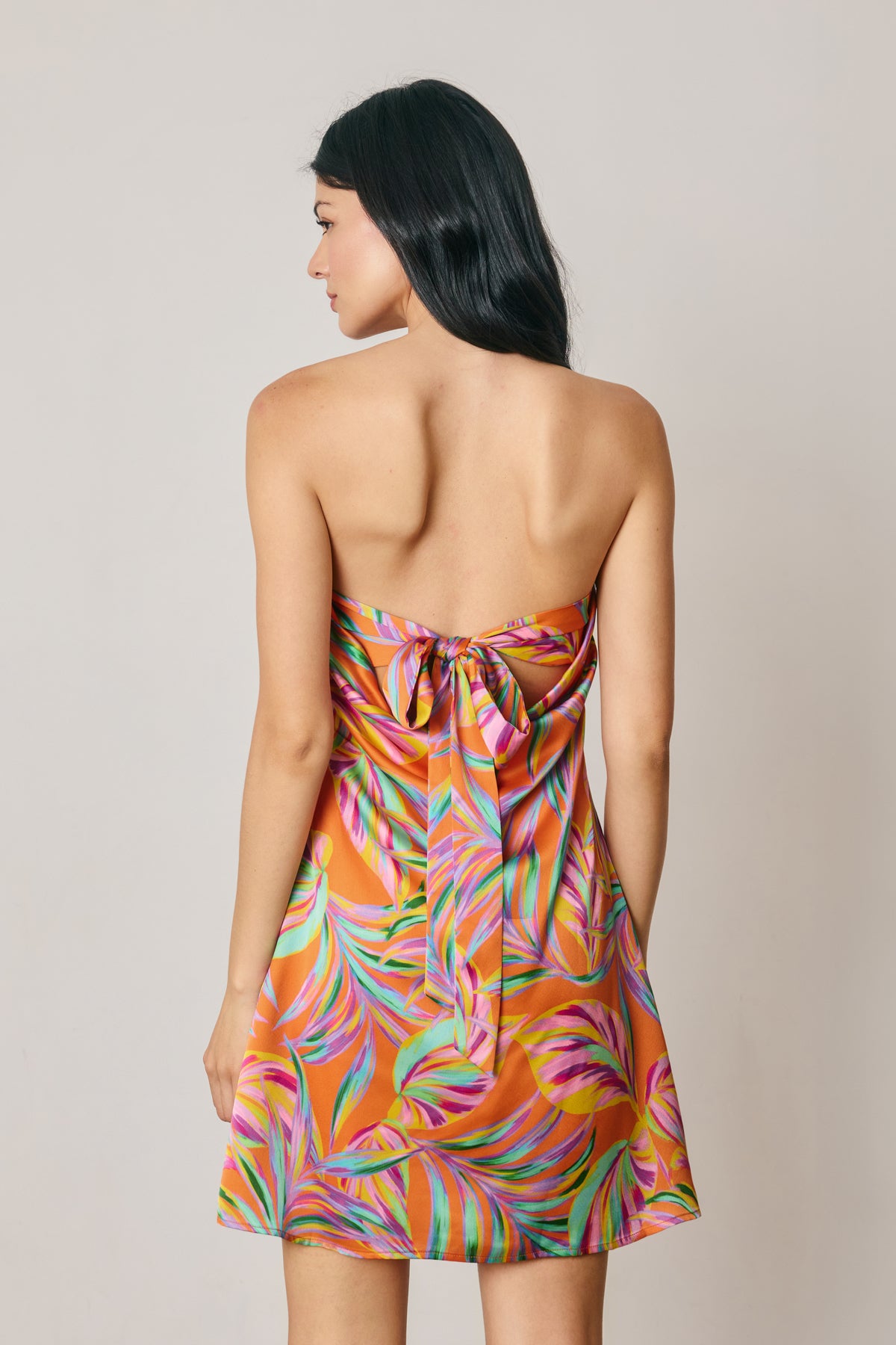 Tropical Leaf Strapless Mini Dress FINAL SALE