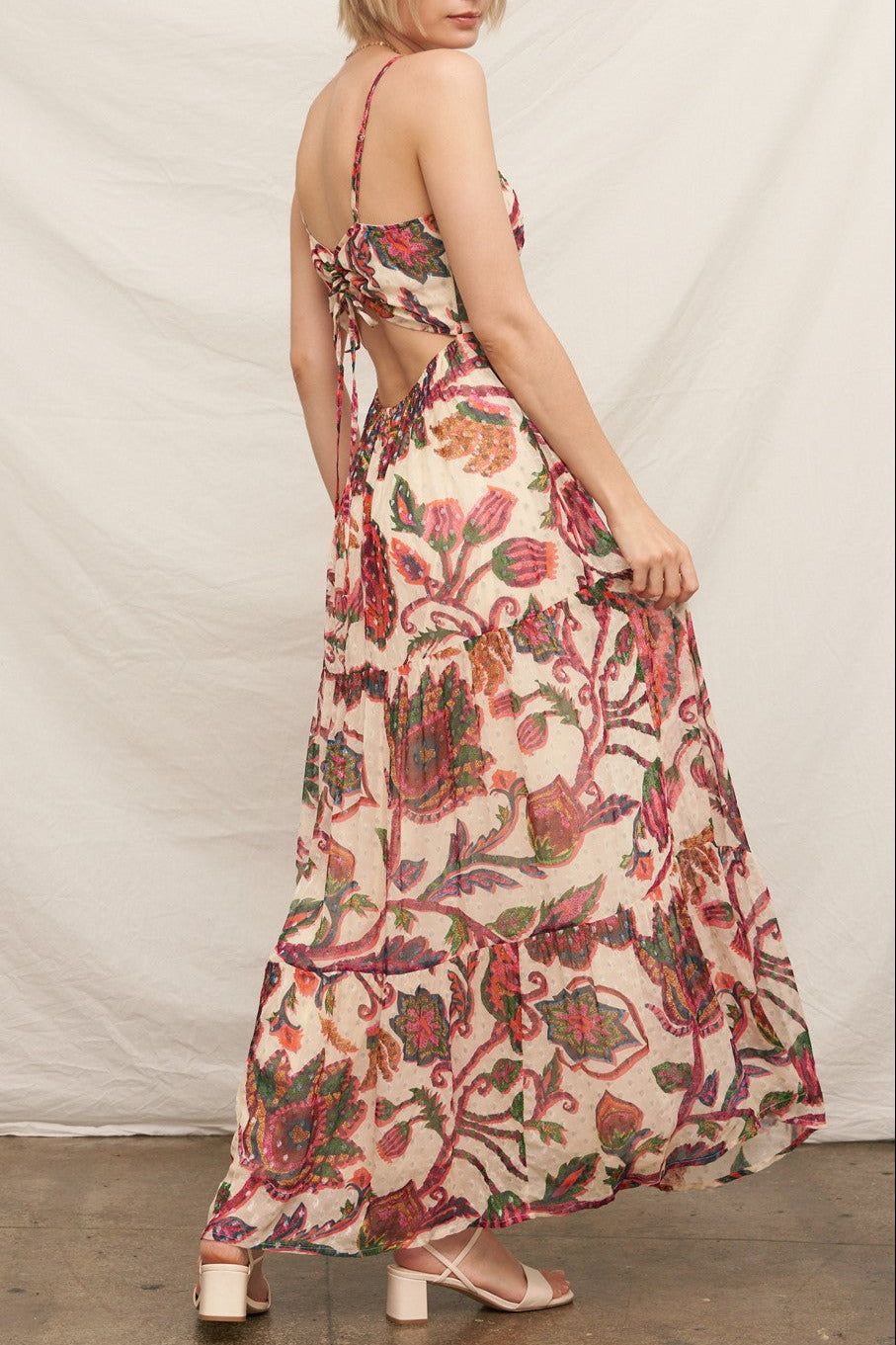 Carnivale Lurex Cot Printed Maxi Dress