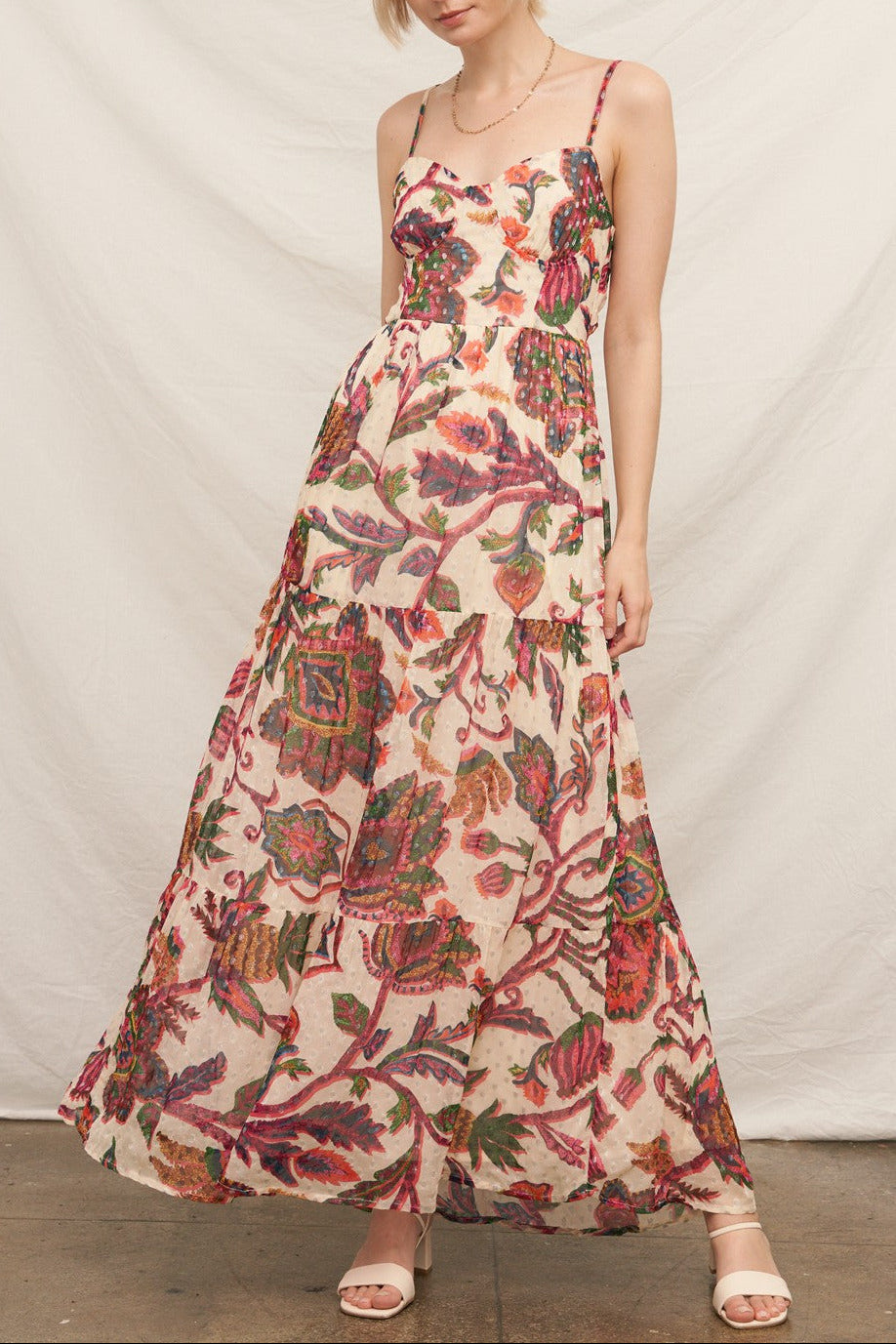 Carnivale Lurex Cot Printed Maxi Dress