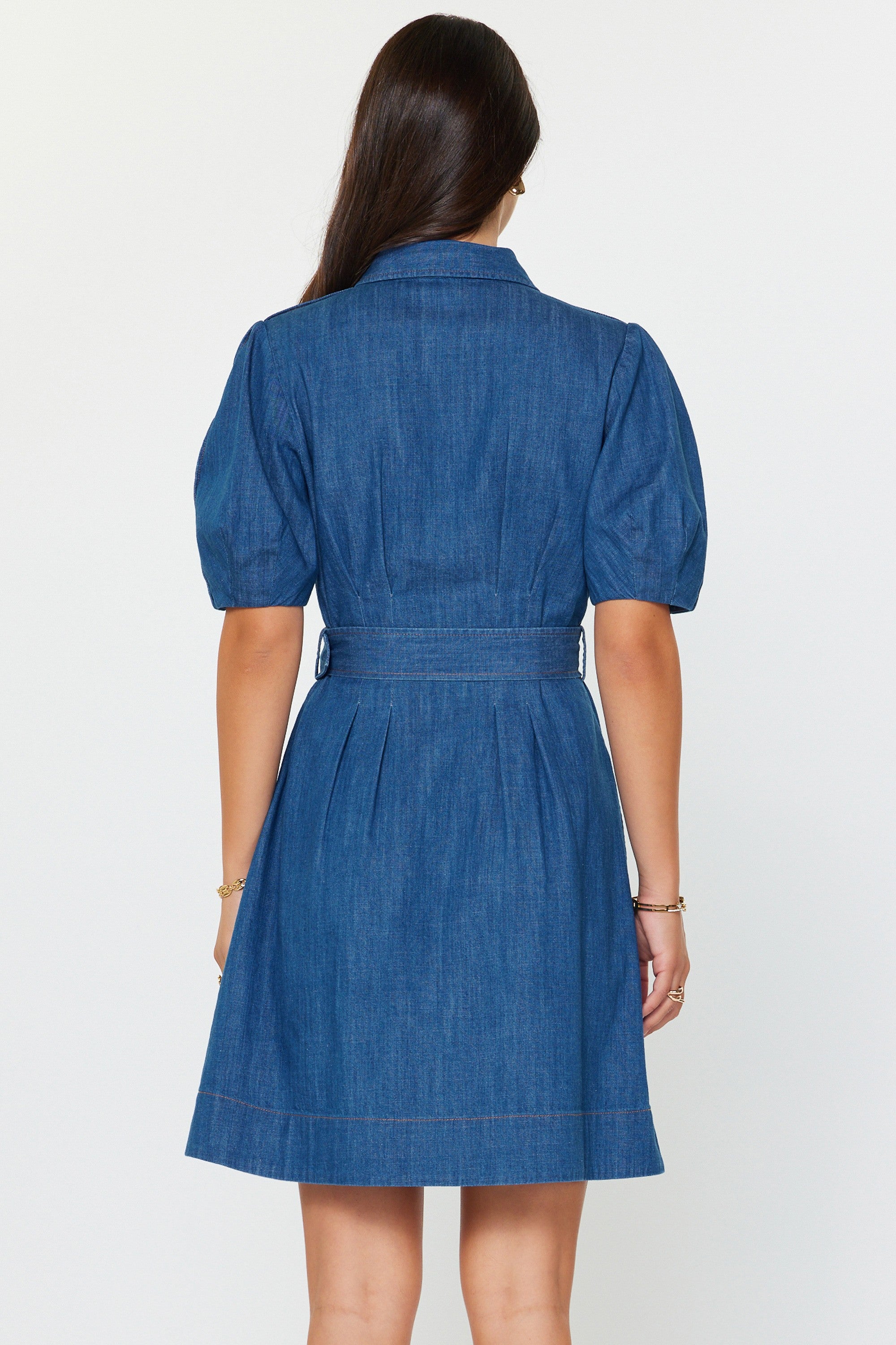 Denim Days Button Down Belted Mini Dress