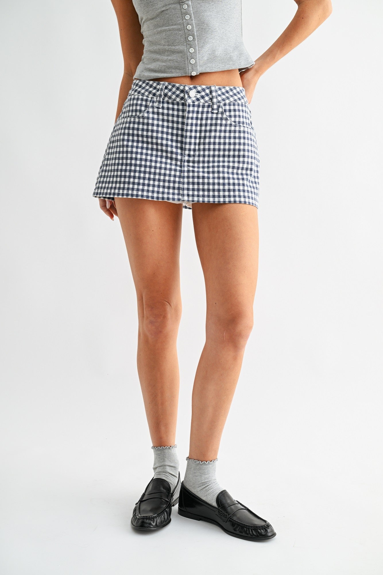 Classic Denim Skort in Gingham