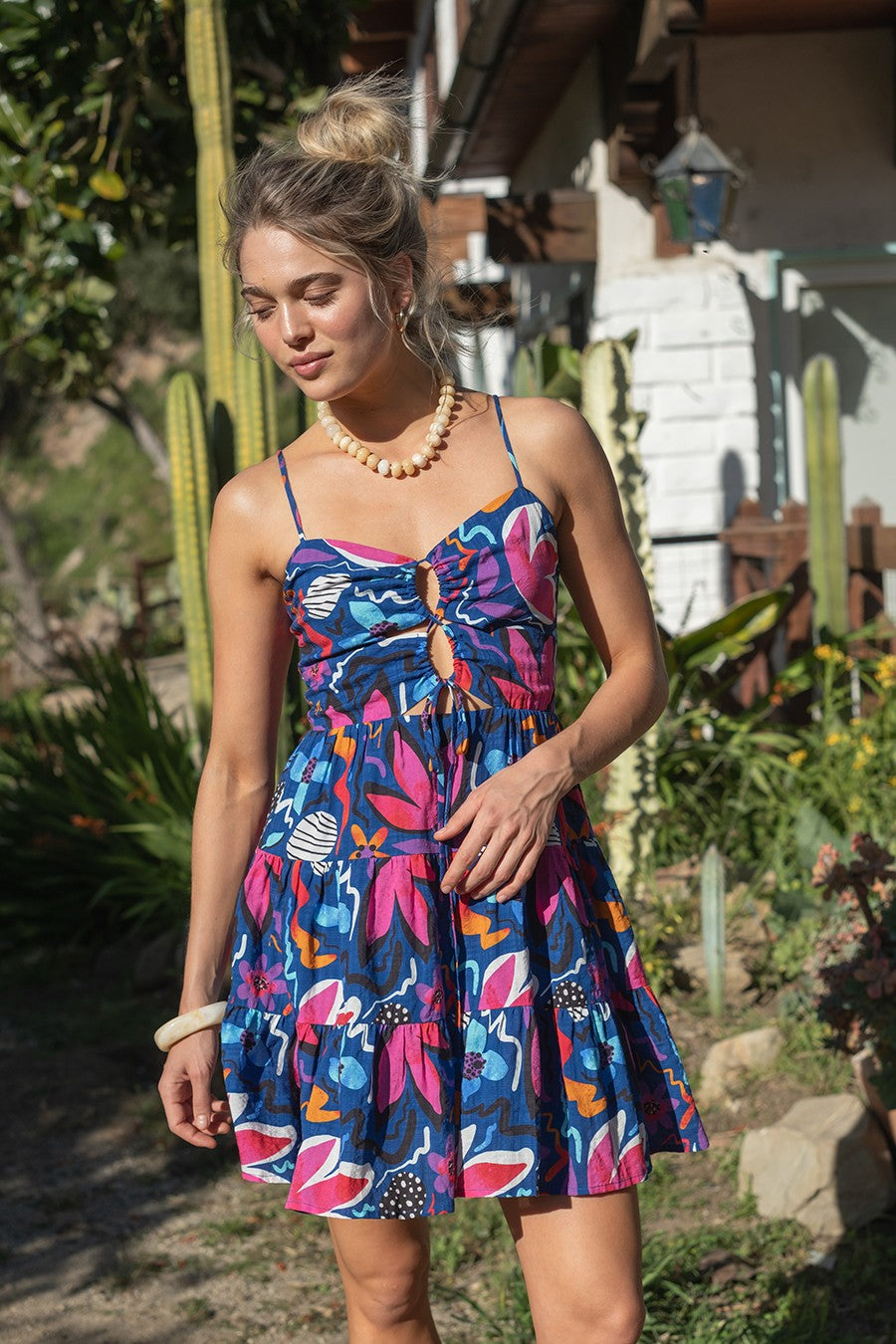Sunkissed Bold Print Cut-Out Mini Dress