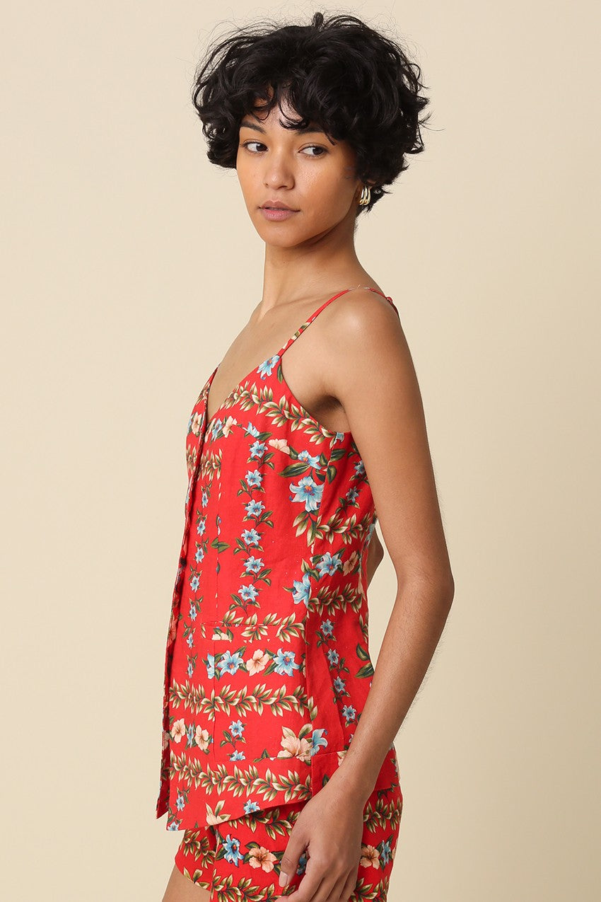 Riviera Floral Button-Front Top & Mini Shorts Set