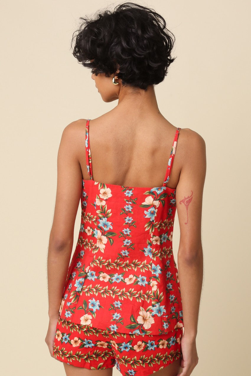 Riviera Floral Button-Front Top & Mini Shorts Set