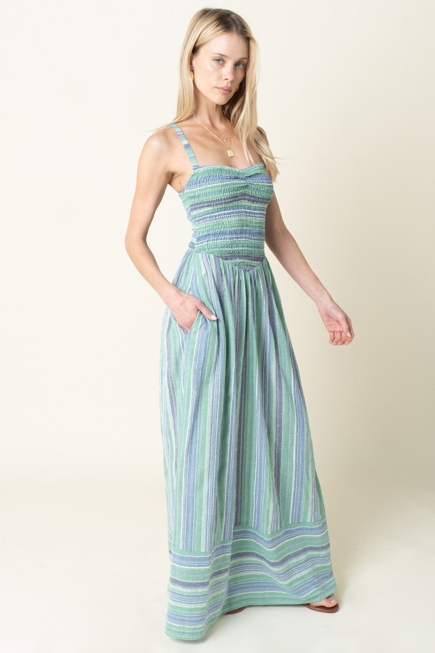 Amalfi Stripe Smocked Maxi Dress