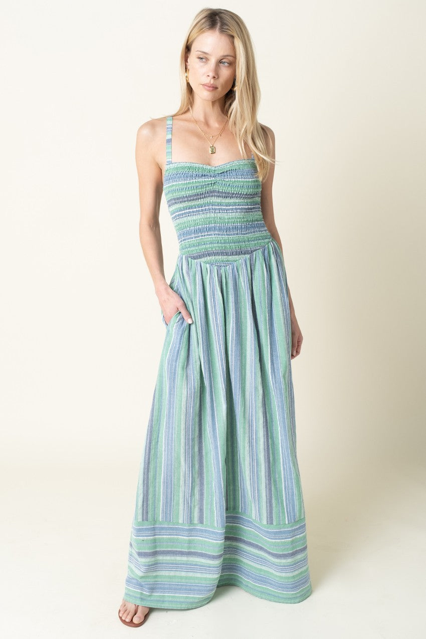 Amalfi Stripe Smocked Maxi Dress