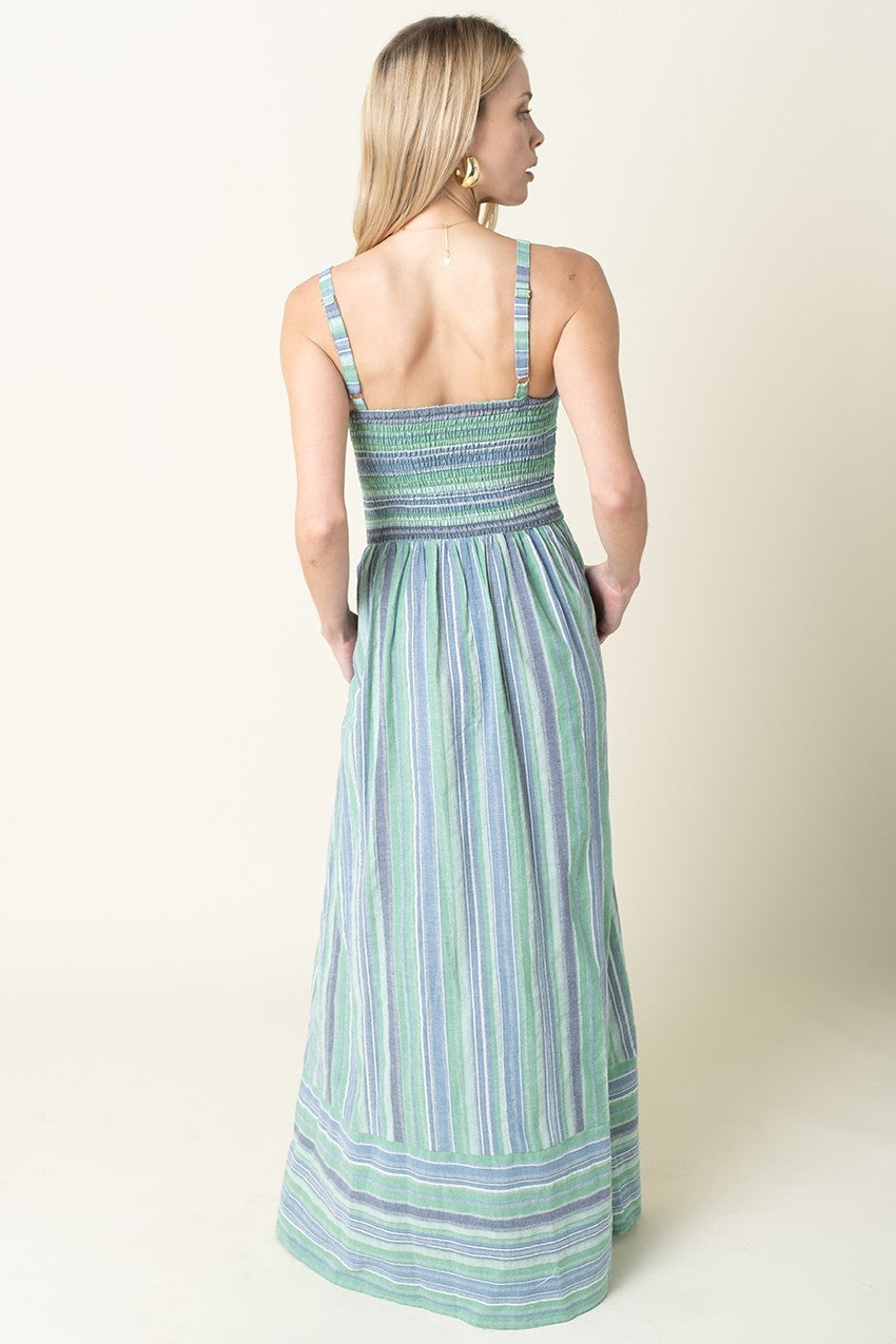 Amalfi Stripe Smocked Maxi Dress