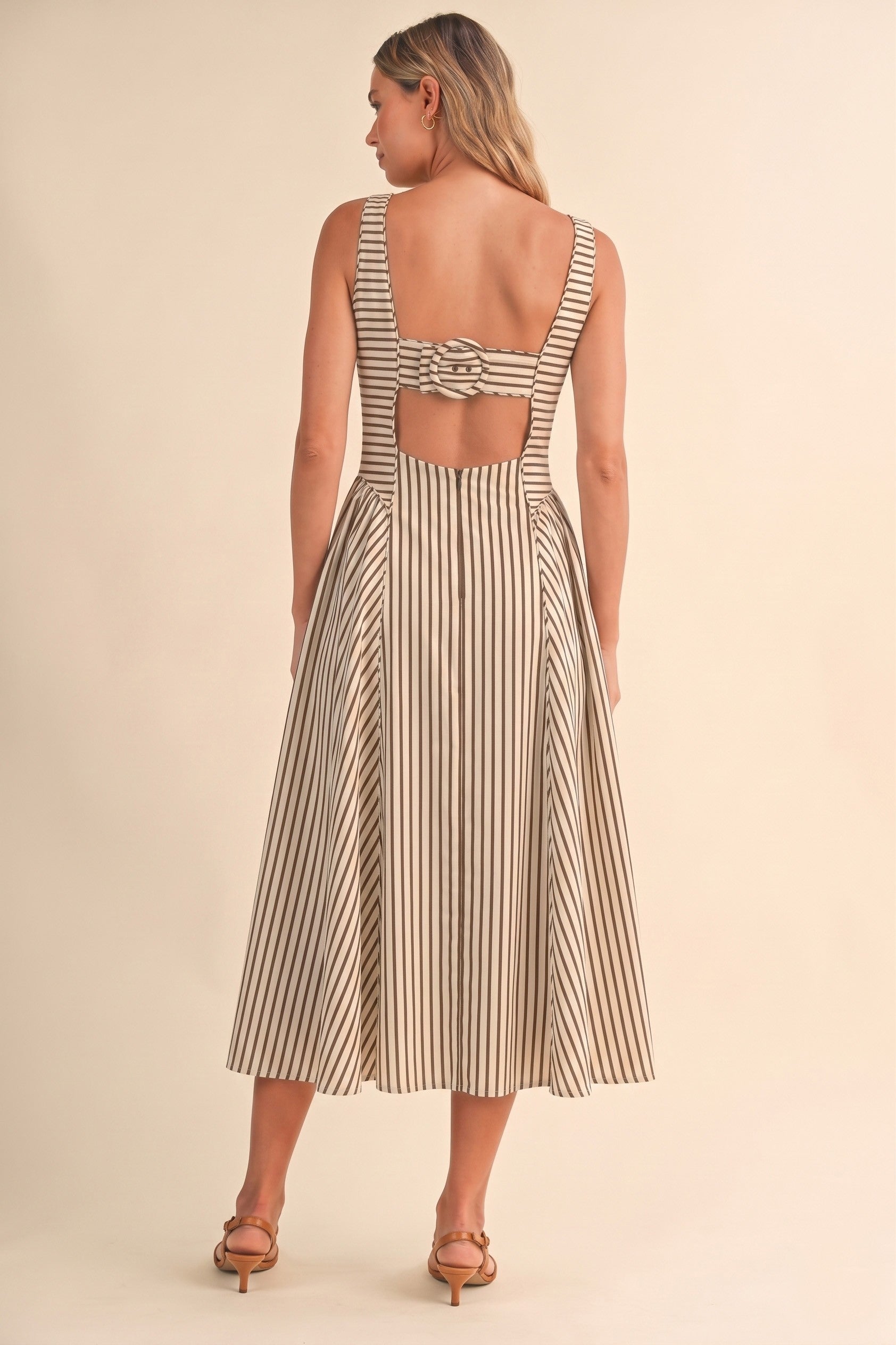 Savannah Stripe Fit & Flare Midi Dress