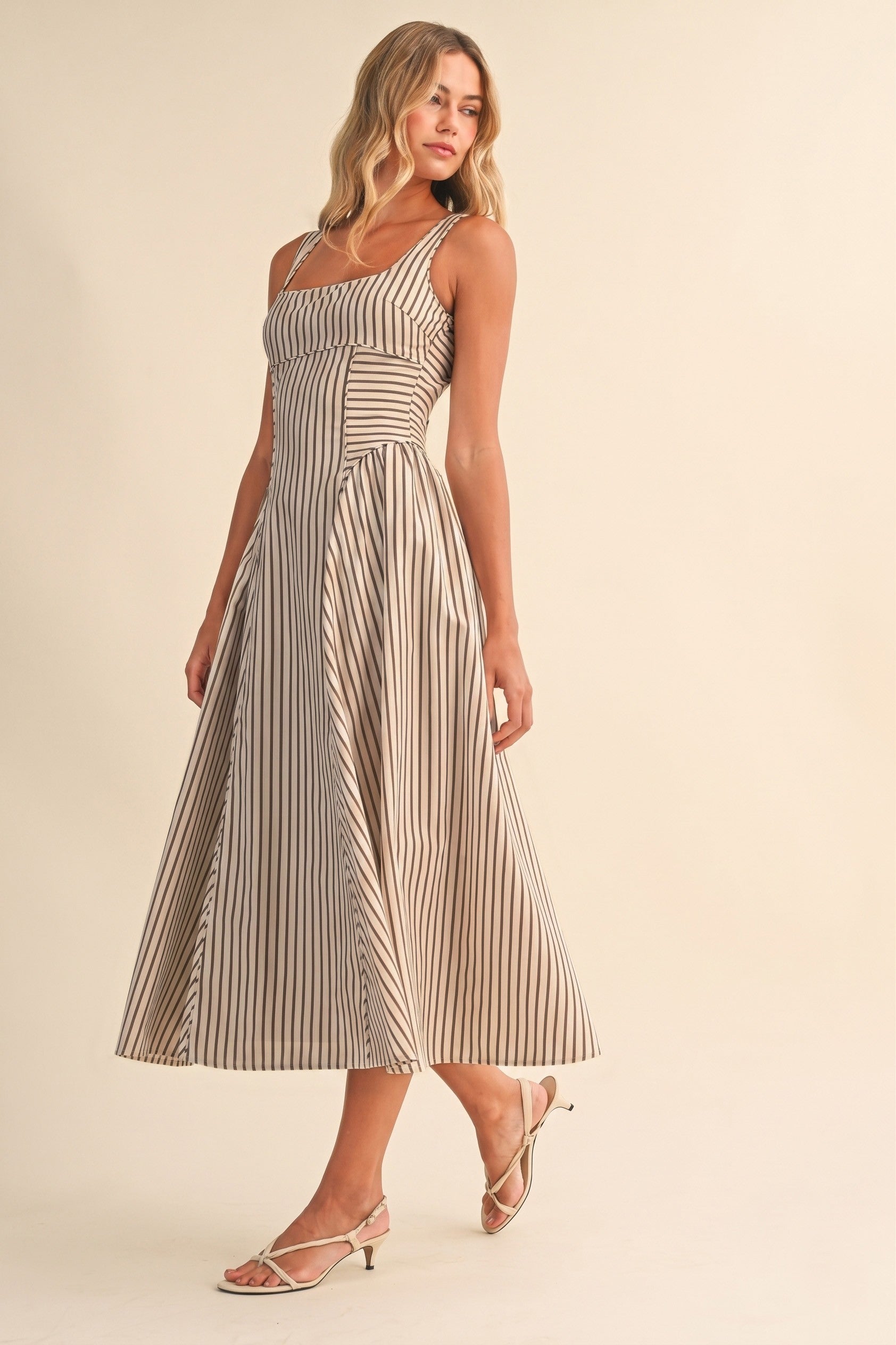 Savannah Stripe Fit & Flare Midi Dress