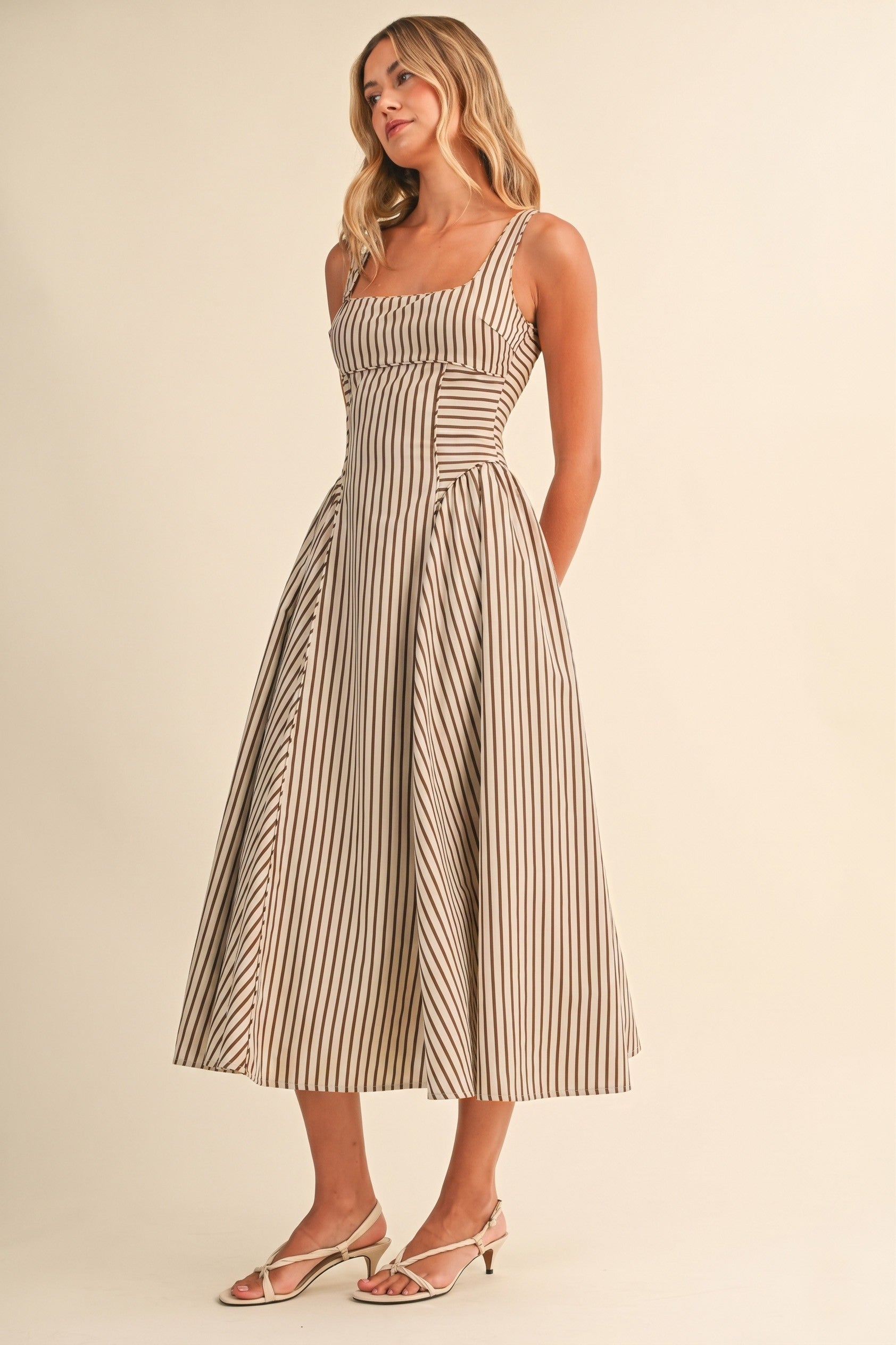 Savannah Stripe Fit & Flare Midi Dress
