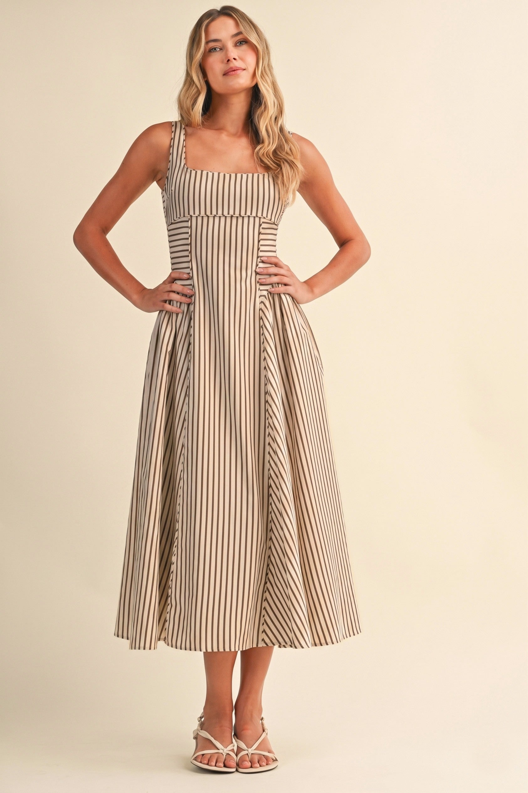 Savannah Stripe Fit & Flare Midi Dress