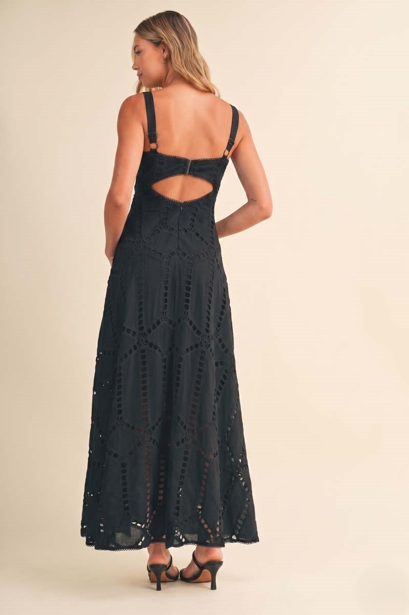 Versailles Eyelet Cutout Strappy Maxi Dress