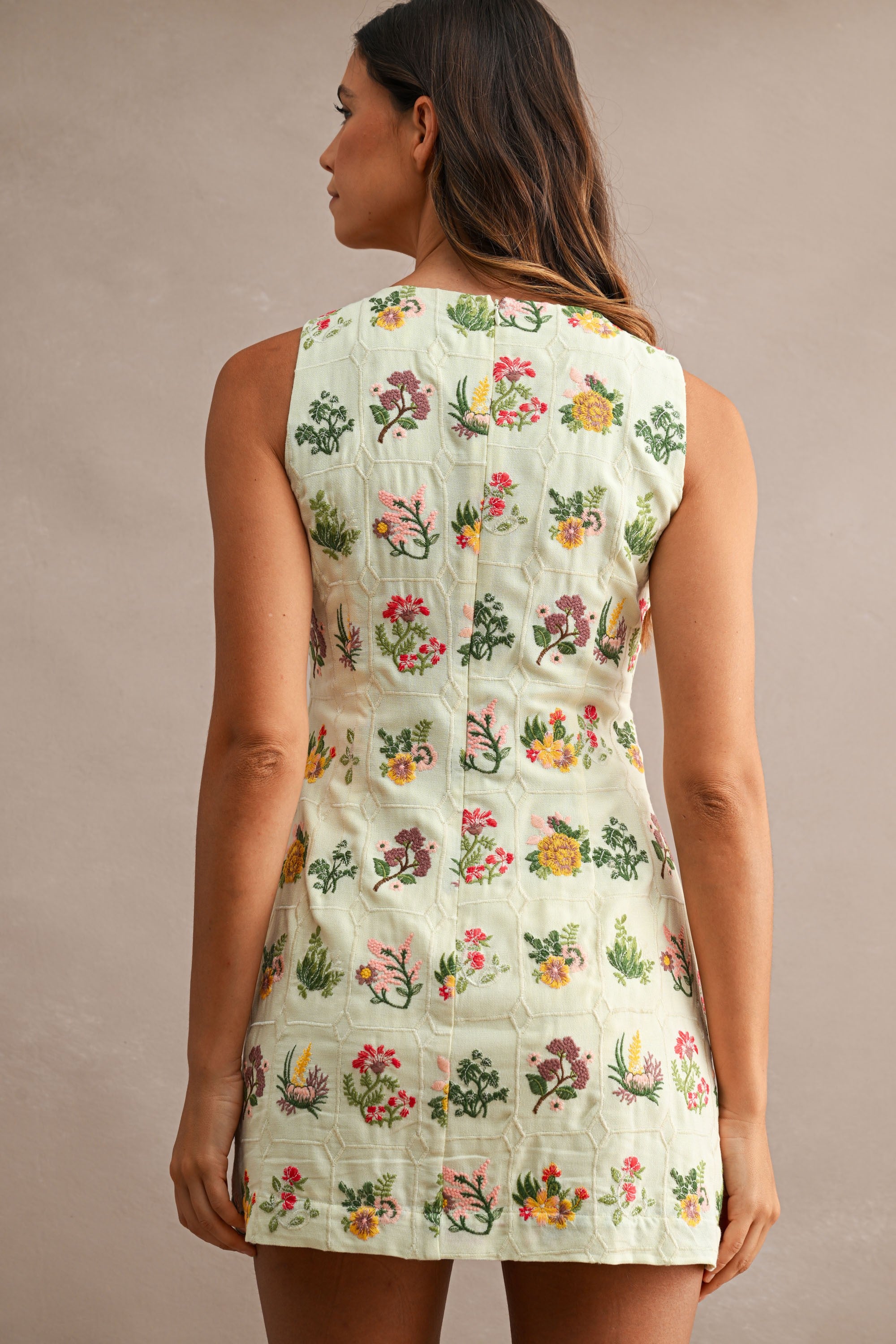 Genevieve Floral Embroidered Shift Mini Dress