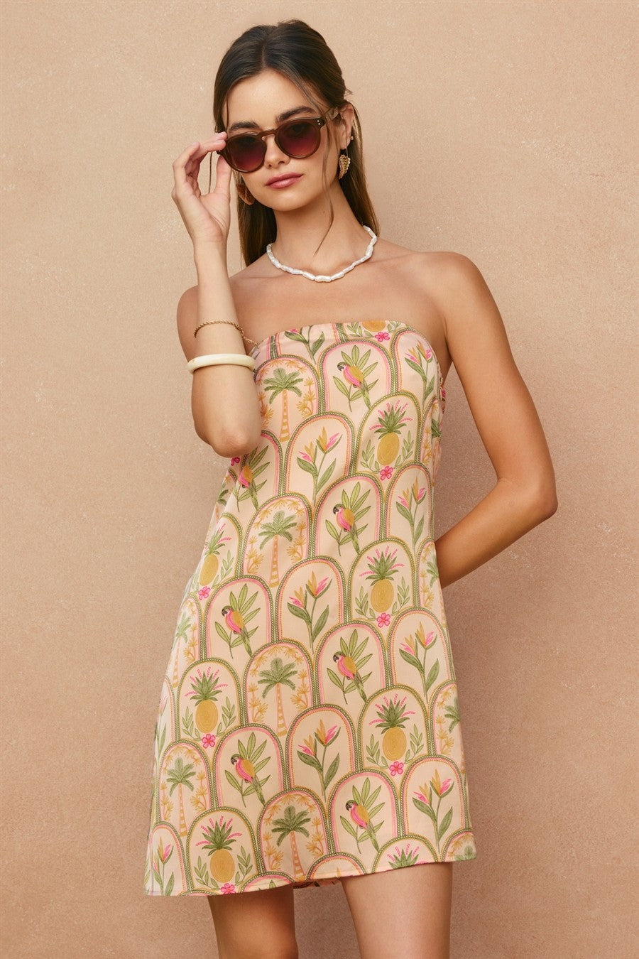 Tropical Print Satin Mini Dress FINAL SALE