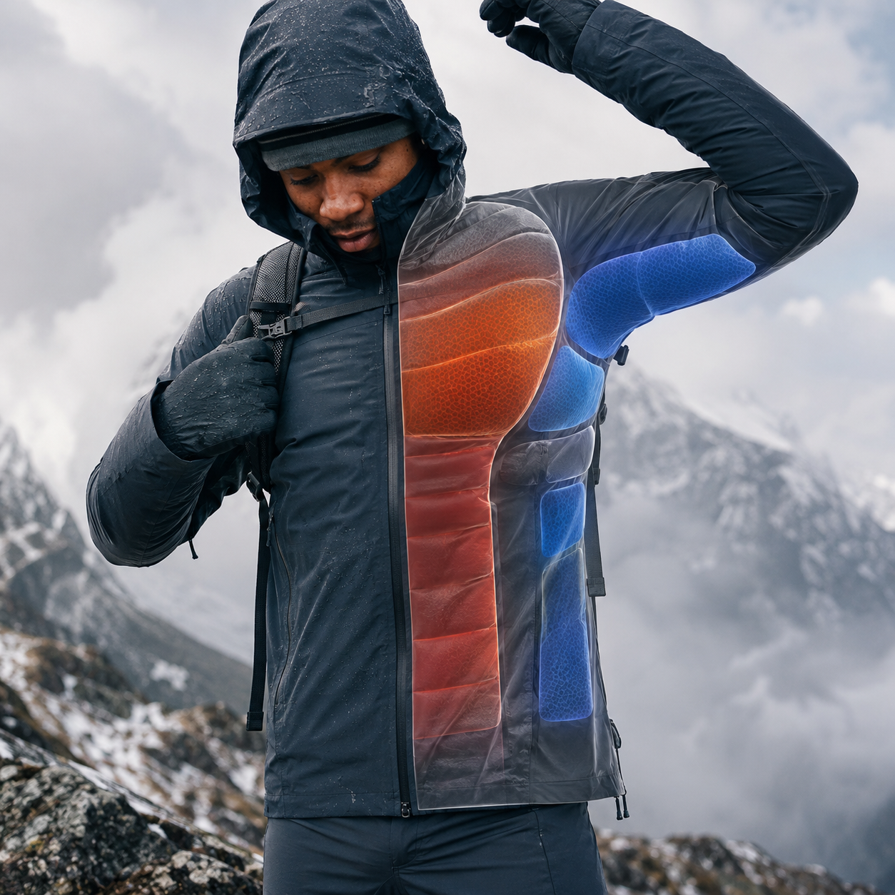 Body-mapped stretch insulation zones