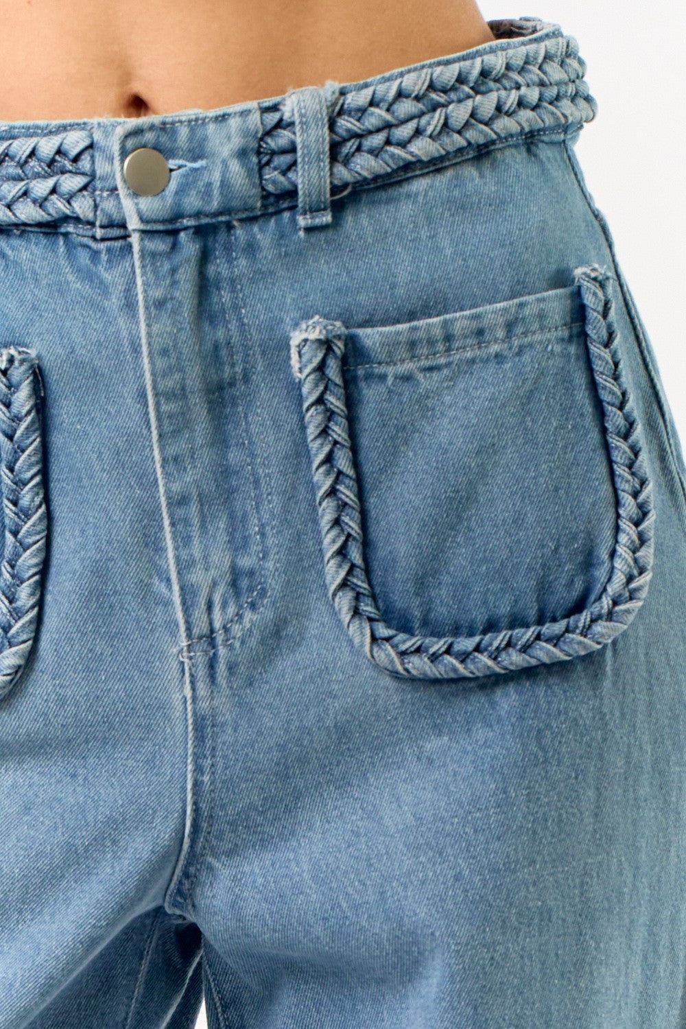 Braided Detail WIde Leg Jeans FINAL SALE