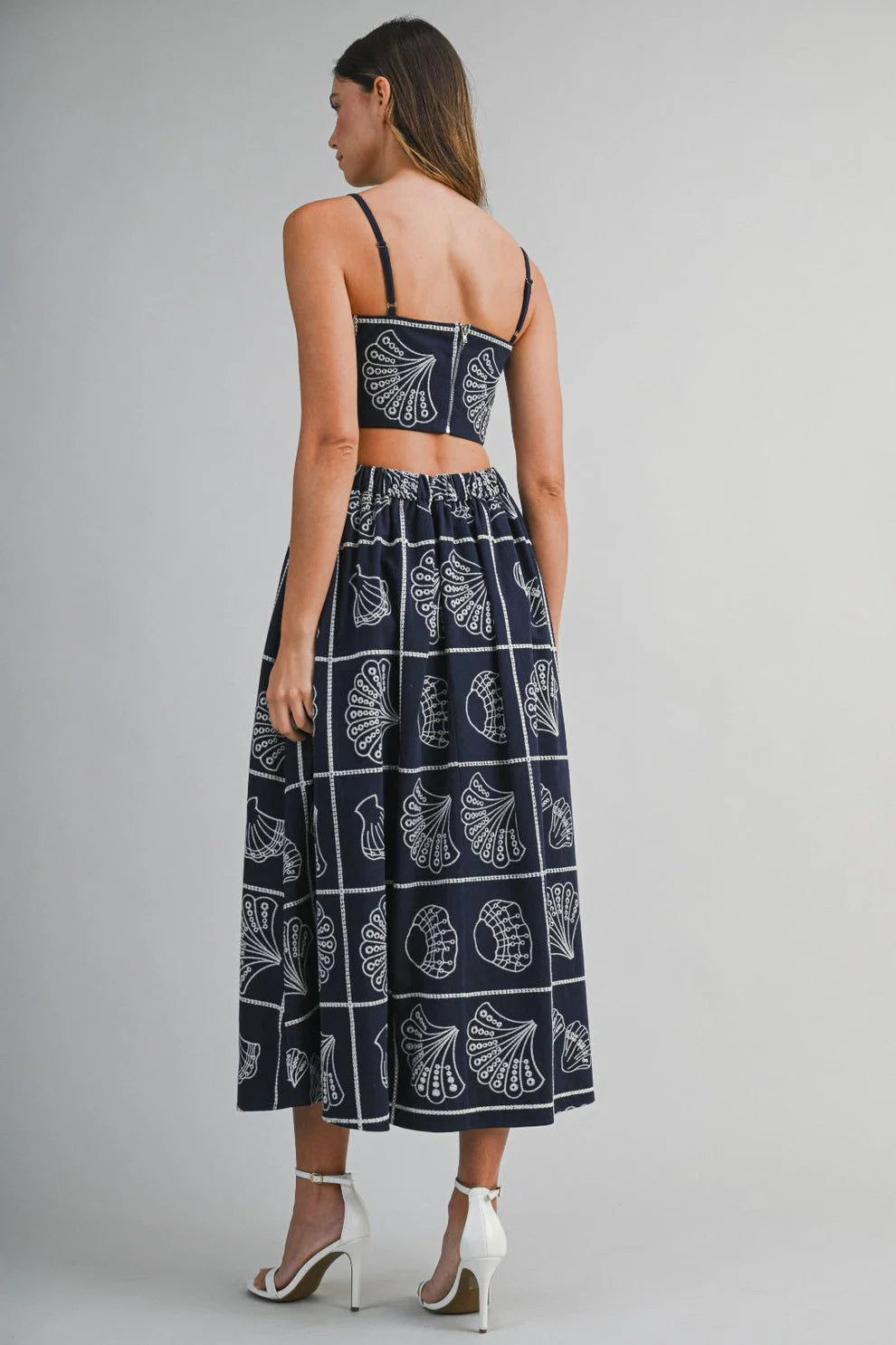 Navy Shell Print Two Piece Set
