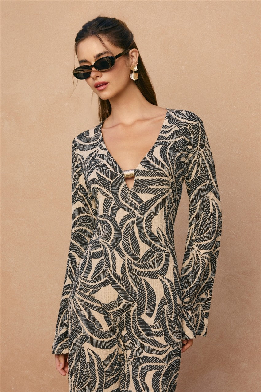 Tropical Leaf Maxi Dress