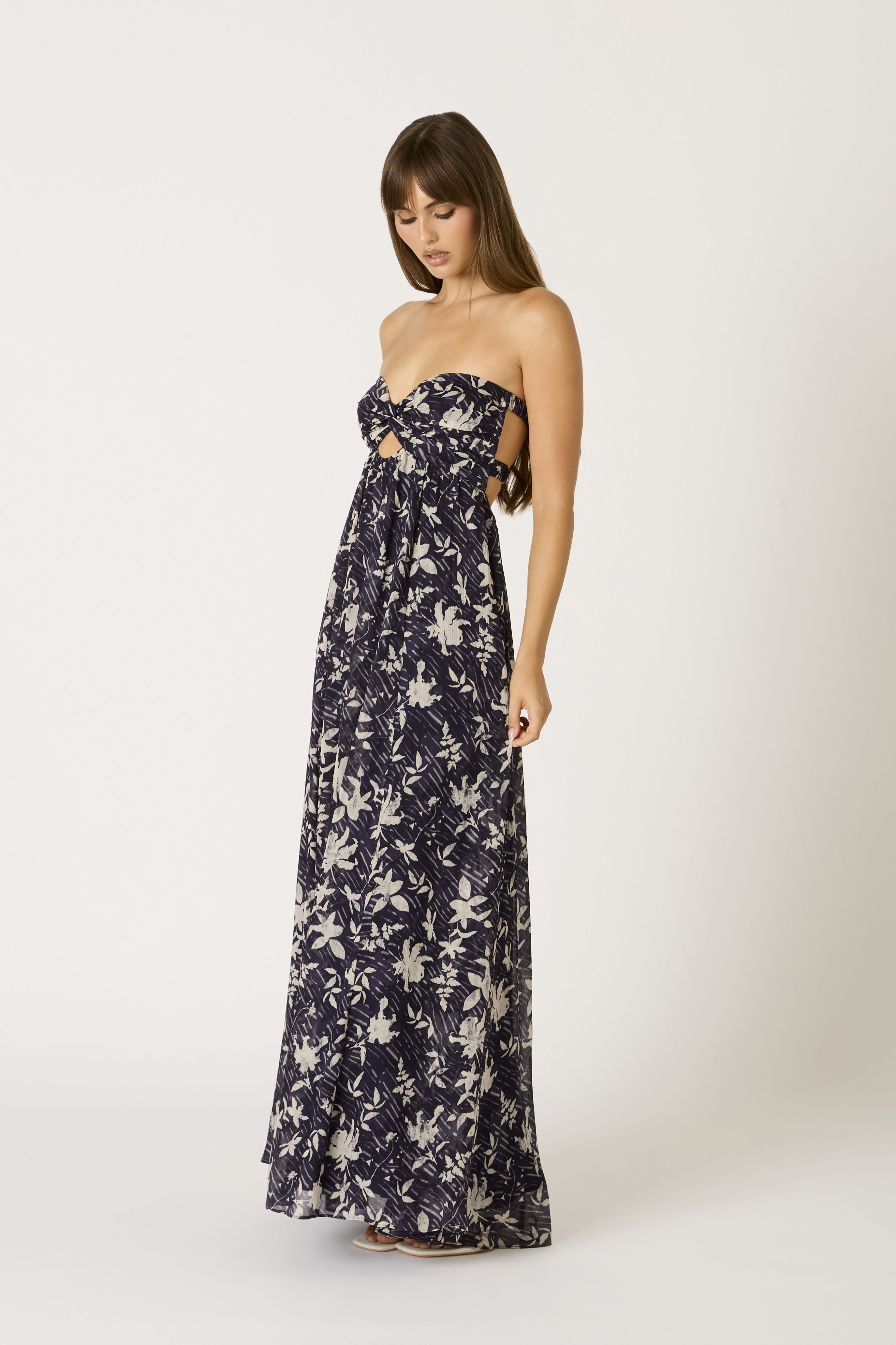 Adriatic Twisted Sweetheart Cutout Maxi Dress