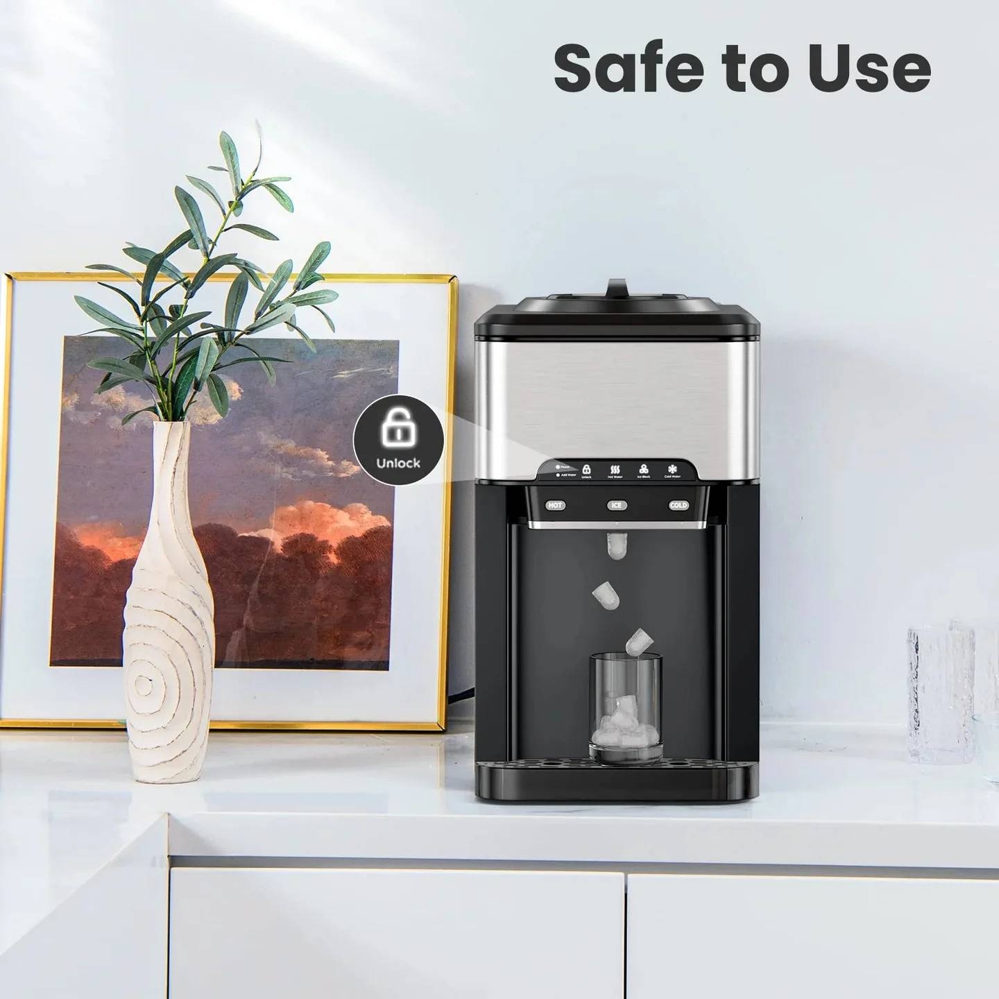 💧3-in-1 Countertop Ice Maker & Hot/Cold Water Dispenser