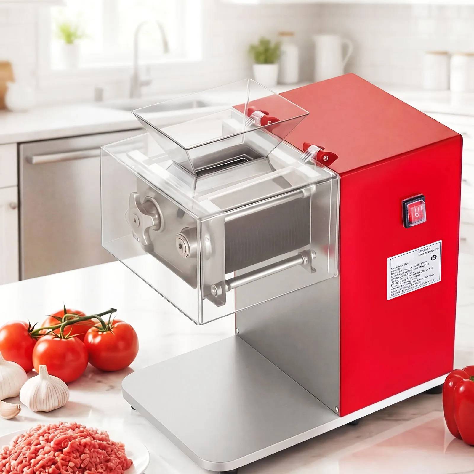 VEVOR 850W Commercial Meat Cutting Machine — 3.5 mm Stainless Blade Set