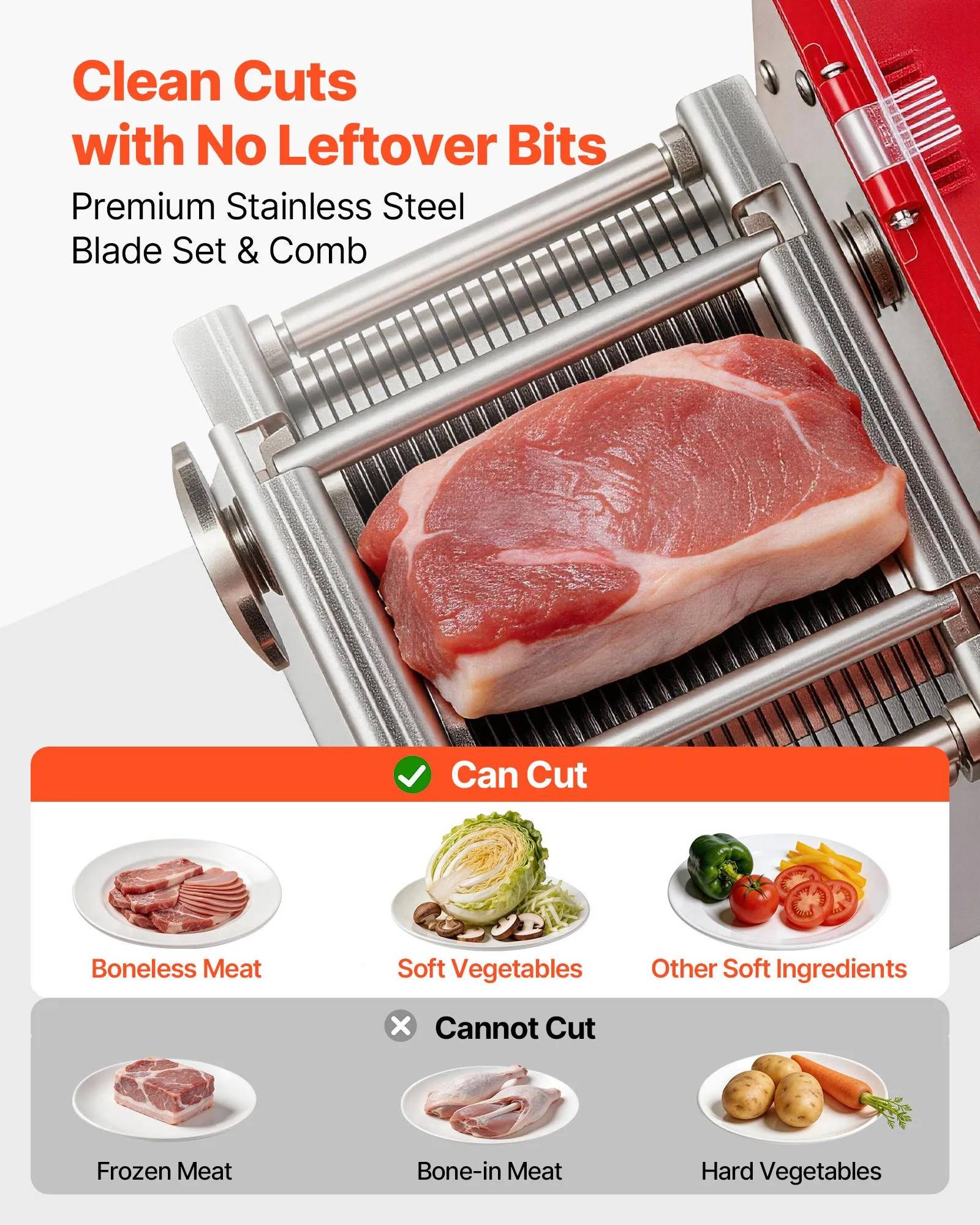VEVOR 850W Commercial Meat Cutting Machine — 3.5 mm Stainless Blade Set