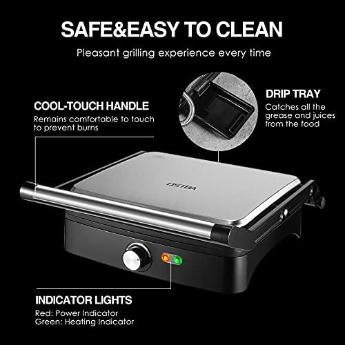 OSTBA Panini Press Grill, 4-Slice Sandwich Maker with Nonstick Plates