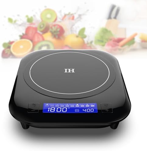 GIHETKUT Single Induction Cooktop,1800W 110V Single Burner Cooktop,Induction Hot Plate with 5 Cooking Modes, Electric burner with LCD touch control,9 Temperature Levels & 4H Timer,Overheat protection