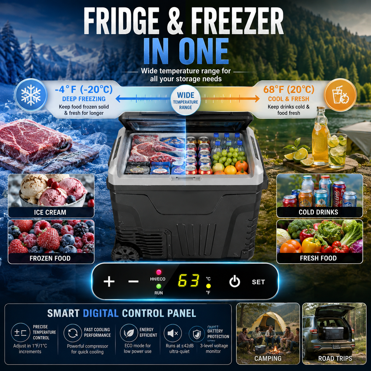 Euhomy portable car refrigerator product view