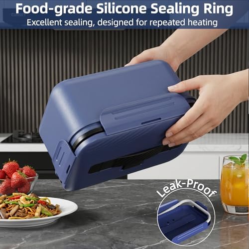 Vingud Cordless Electric Lunch Box for Adults, 1.8L Rechargeable Heated Lunch Box Food Warmer, Portable Self Heating for Men/Women/Office/Car, Lonchera Eléctrica Portátil Battery Powered Father's Gift