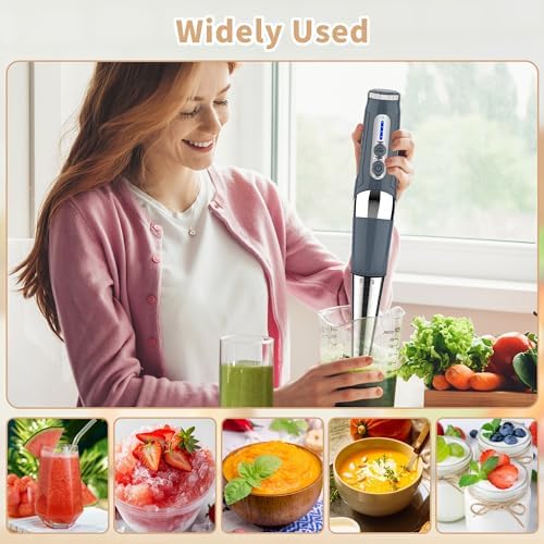 Toogel Cordless Immersion Blender, 21-Speed, 3-Angle Adjust, Grey