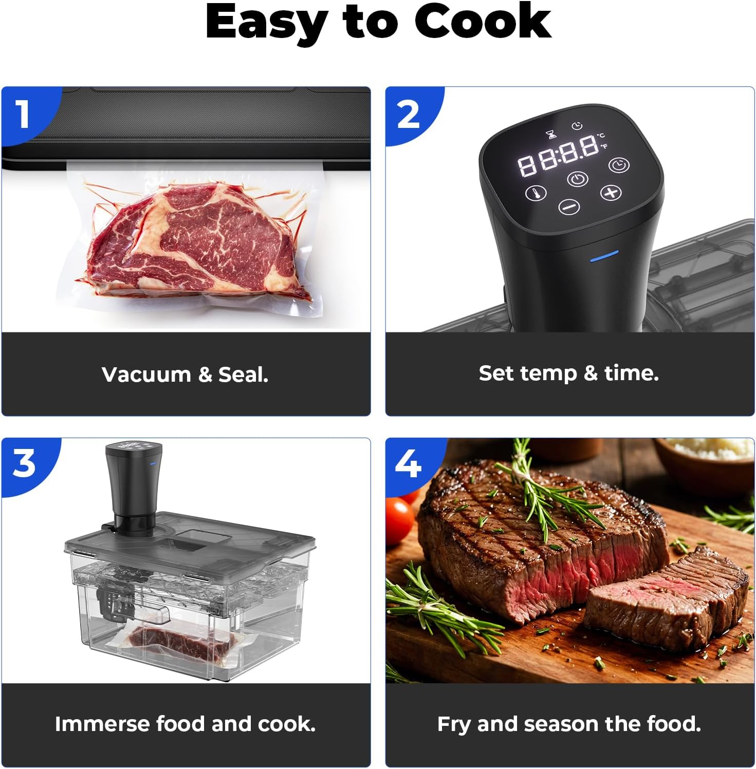 Sous Vide Machine Cooker 1000W Immersion Circulator with Delay Start