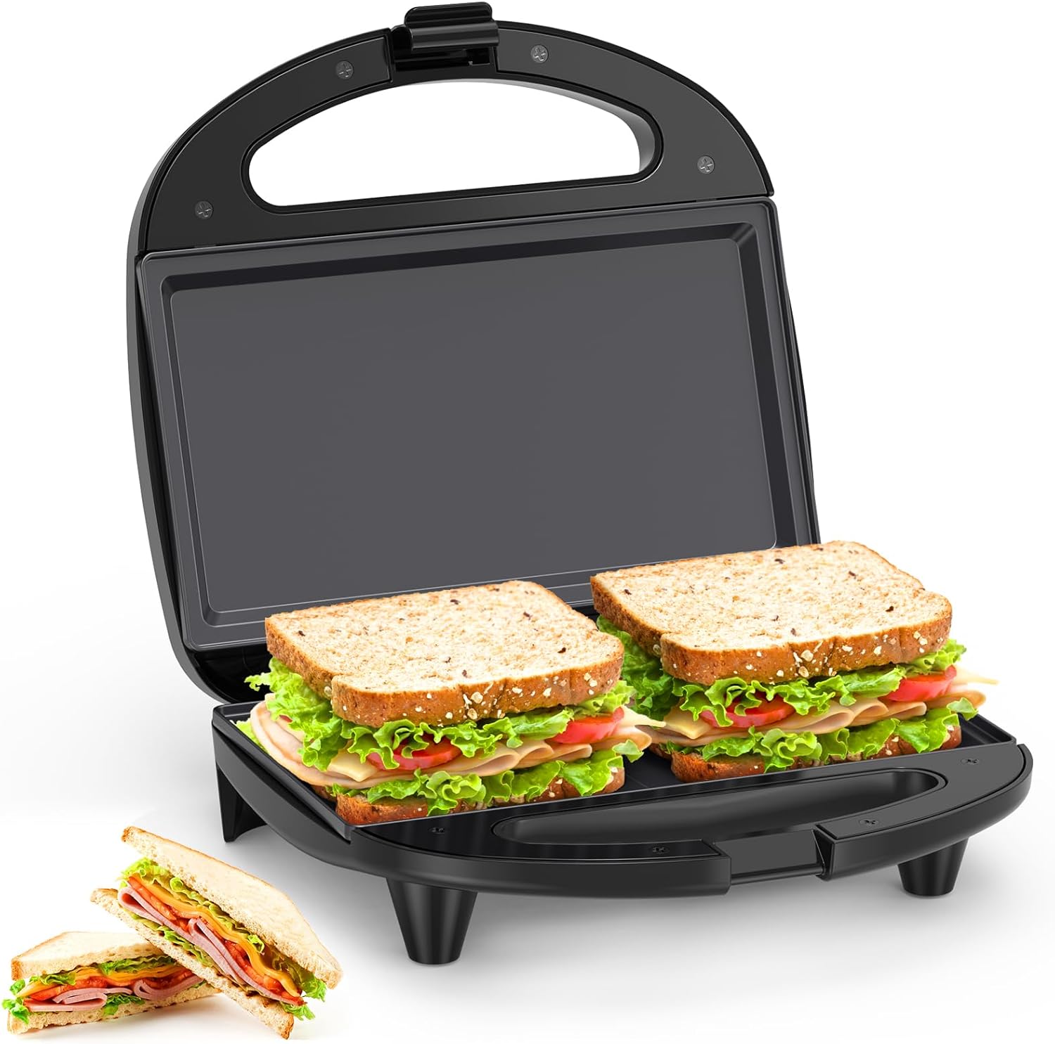 OSTBA Panini Press Grill, 4-Slice Sandwich Maker with Nonstick Plates