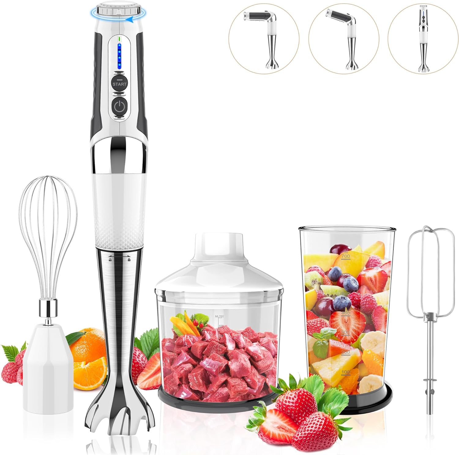 Toogel Cordless Immersion Blender, 21-Speed, 3-Angle Adjust, Grey