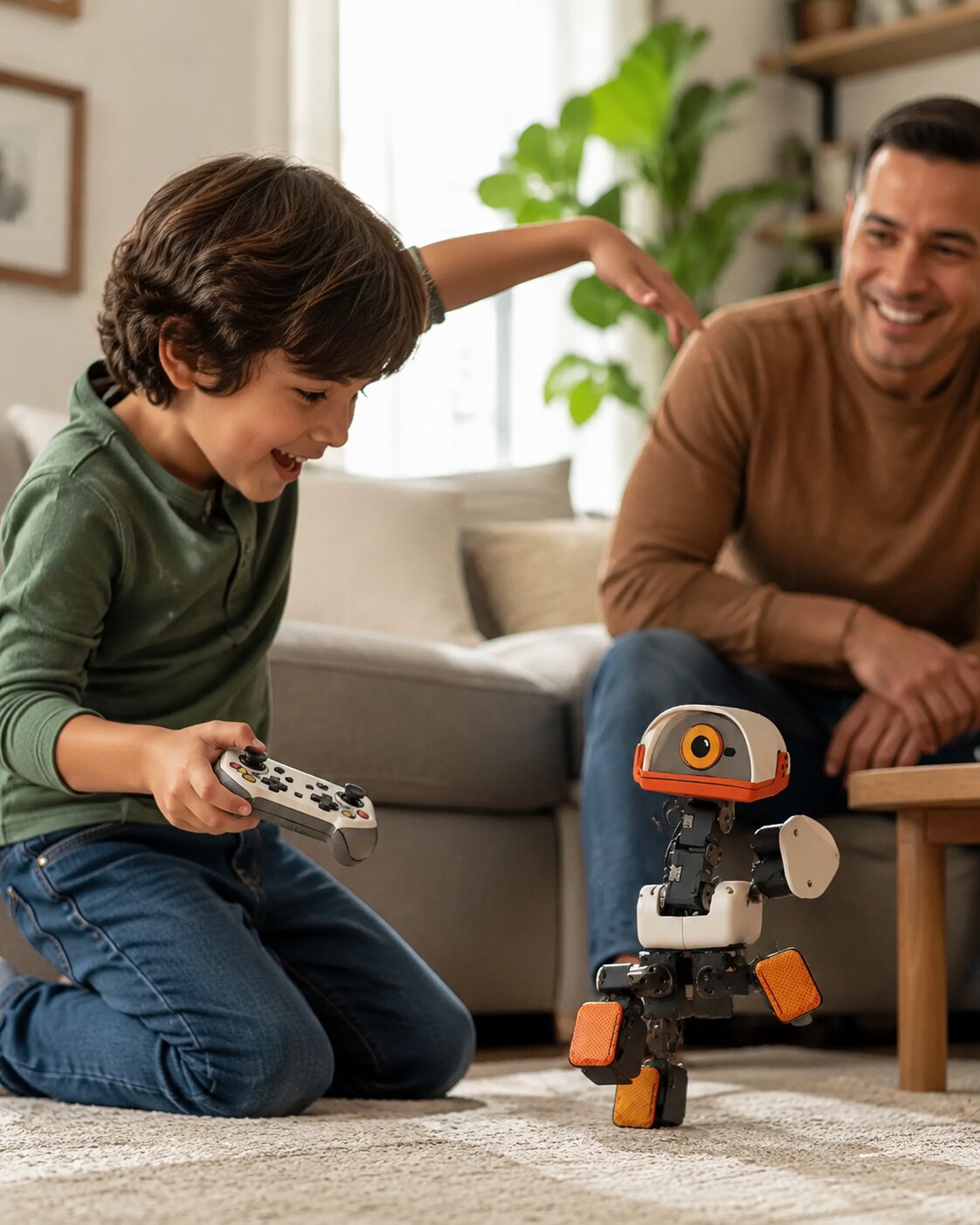 A child teaches Microduck a new movement