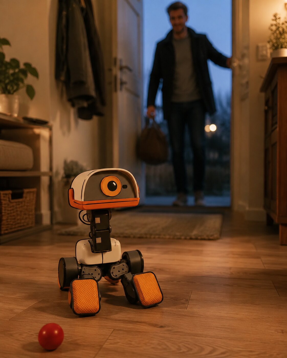 Microduck learns the home and welcomes its owner back
