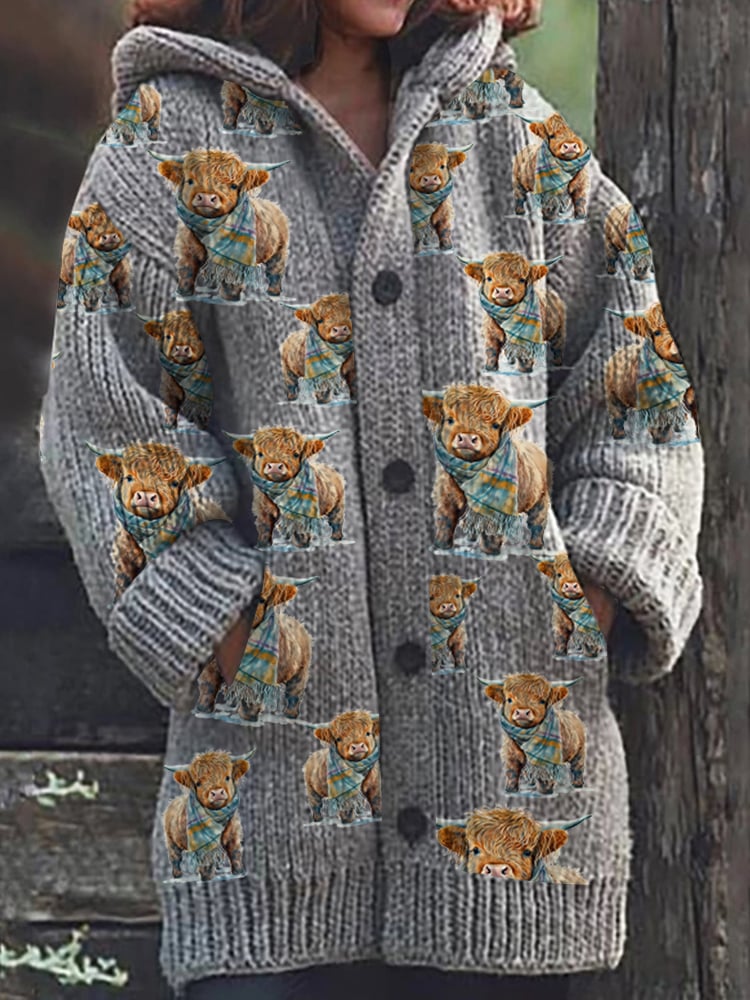 Women's Highland Cow Knitted Jacket